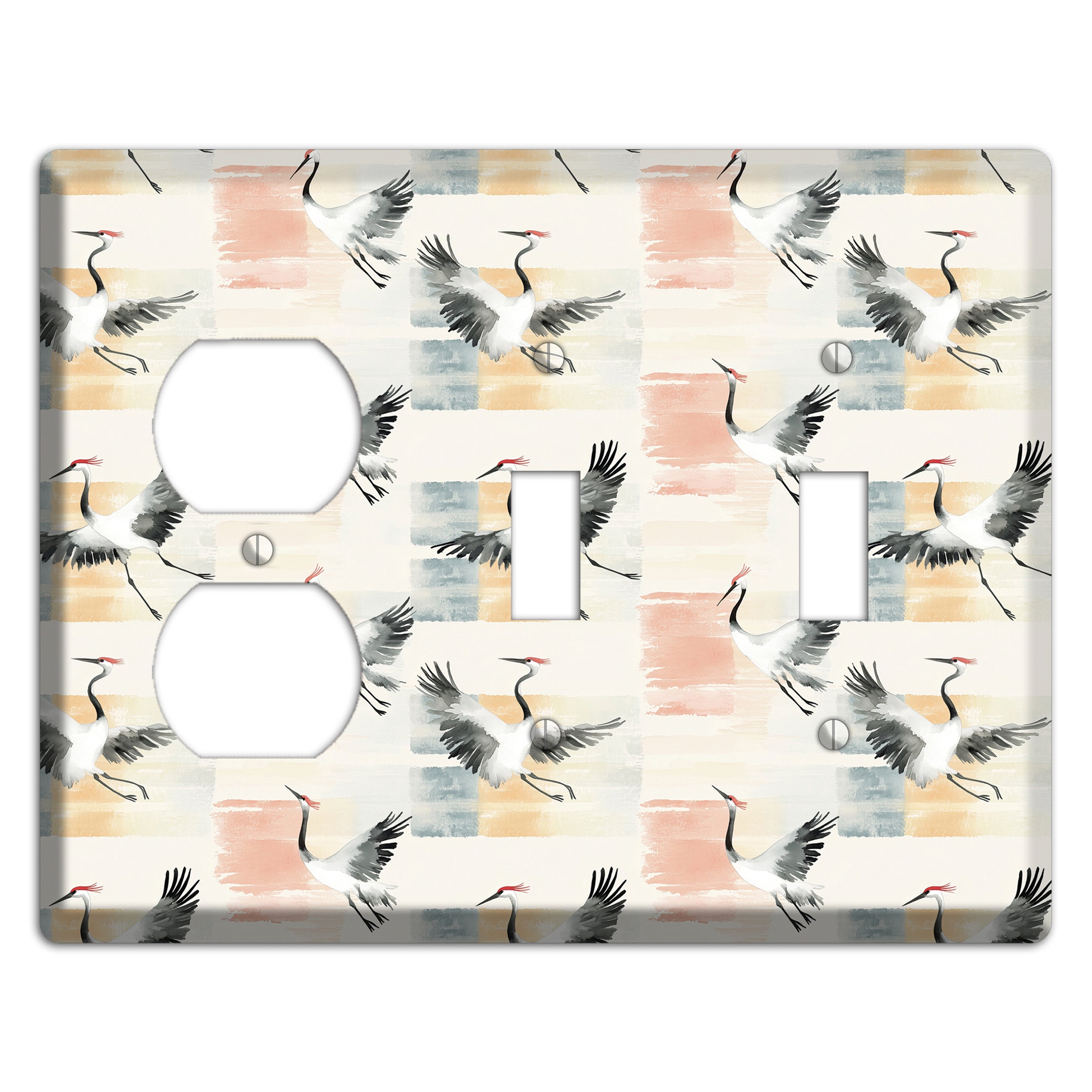 Blush Patchwork Flight Duplex / 2 Toggle Wallplate