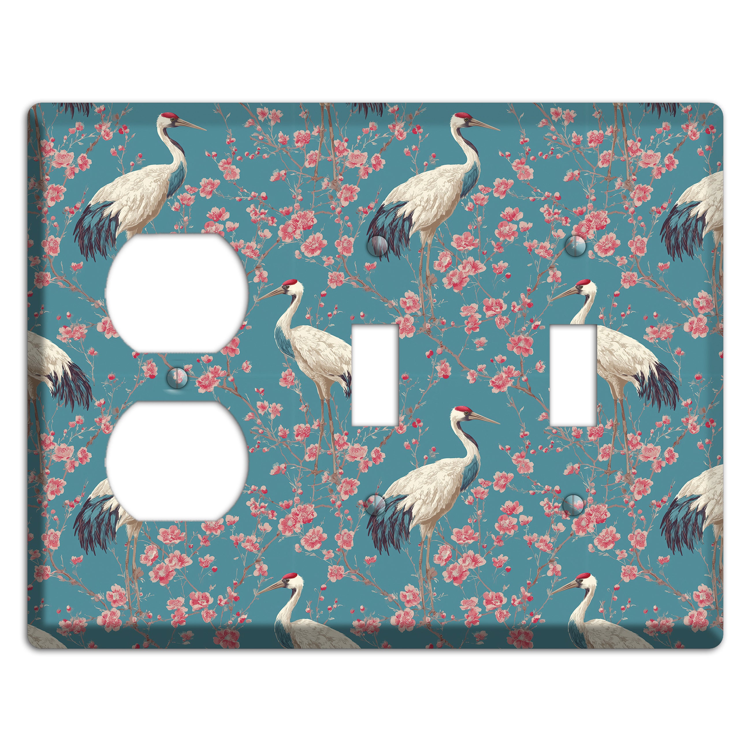 Azure Blossom Vigil Duplex / 2 Toggle Wallplate