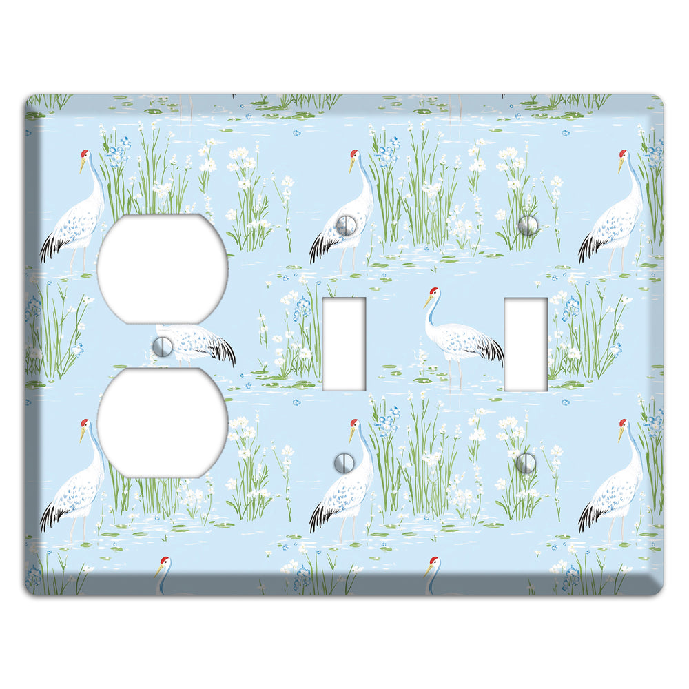 Azure Crane Sanctuary Duplex / 2 Toggle Wallplate