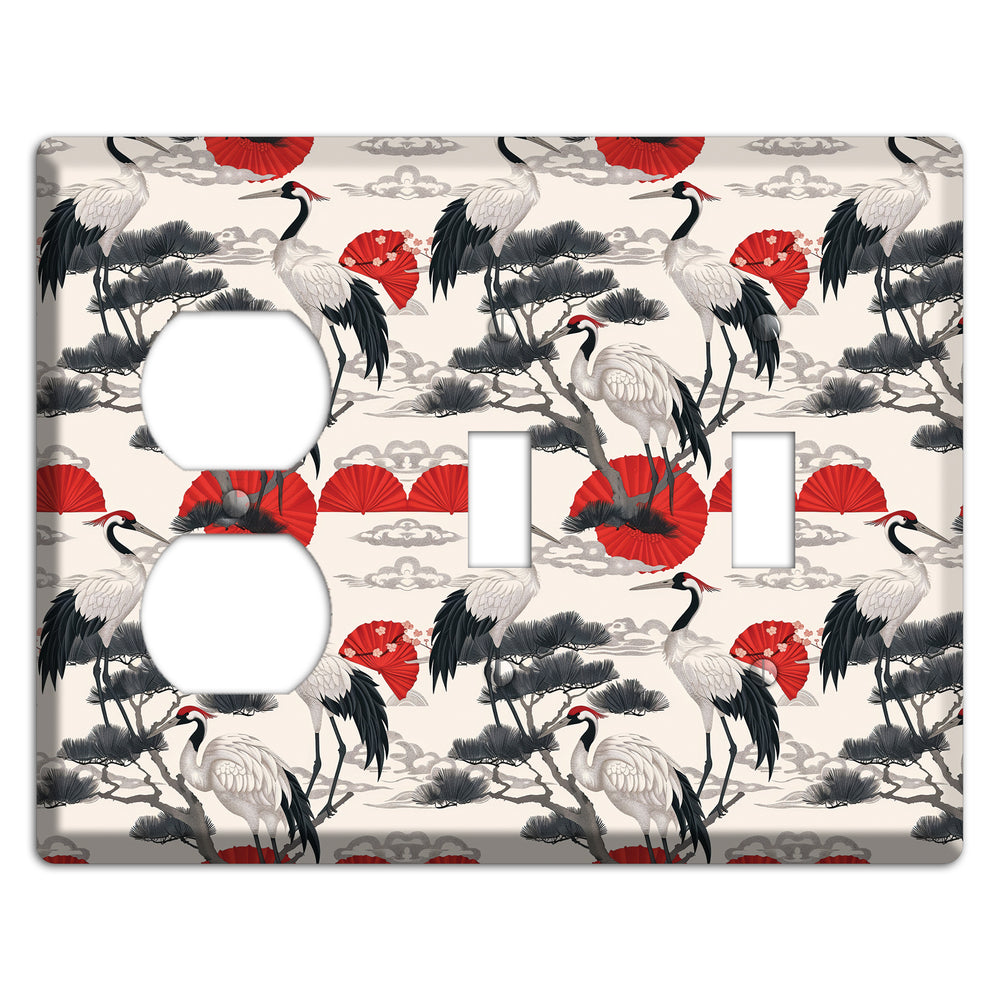 Crimson Fan & Pine Duplex / 2 Toggle Wallplate