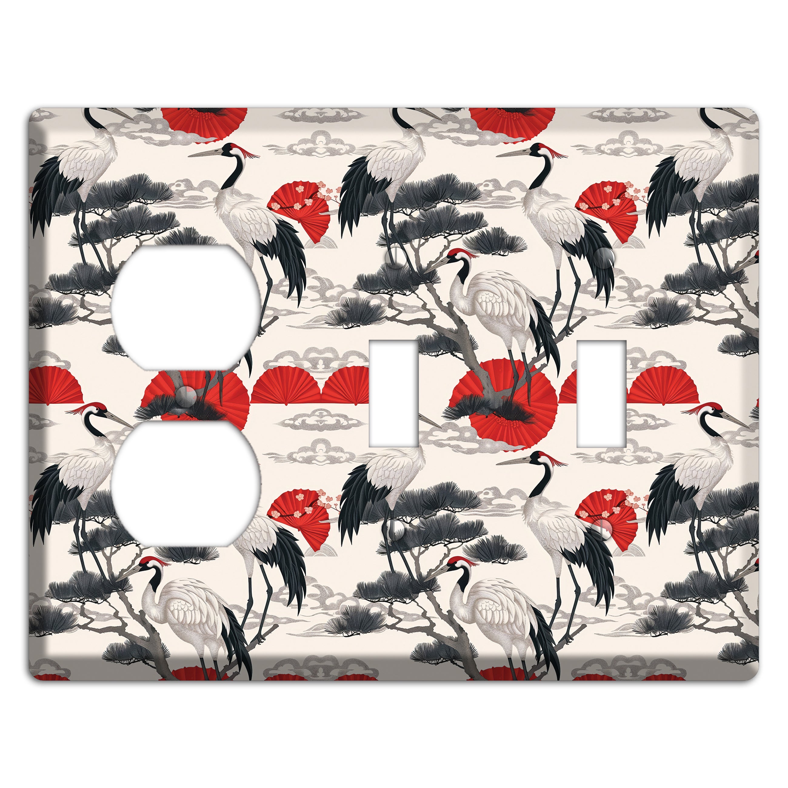 Crimson Fan & Pine Duplex / 2 Toggle Wallplate