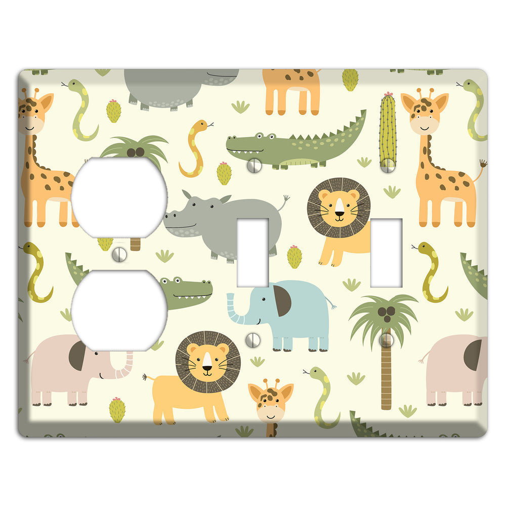 Jungle Friends (Cream) Duplex / 2 Toggle Wallplate