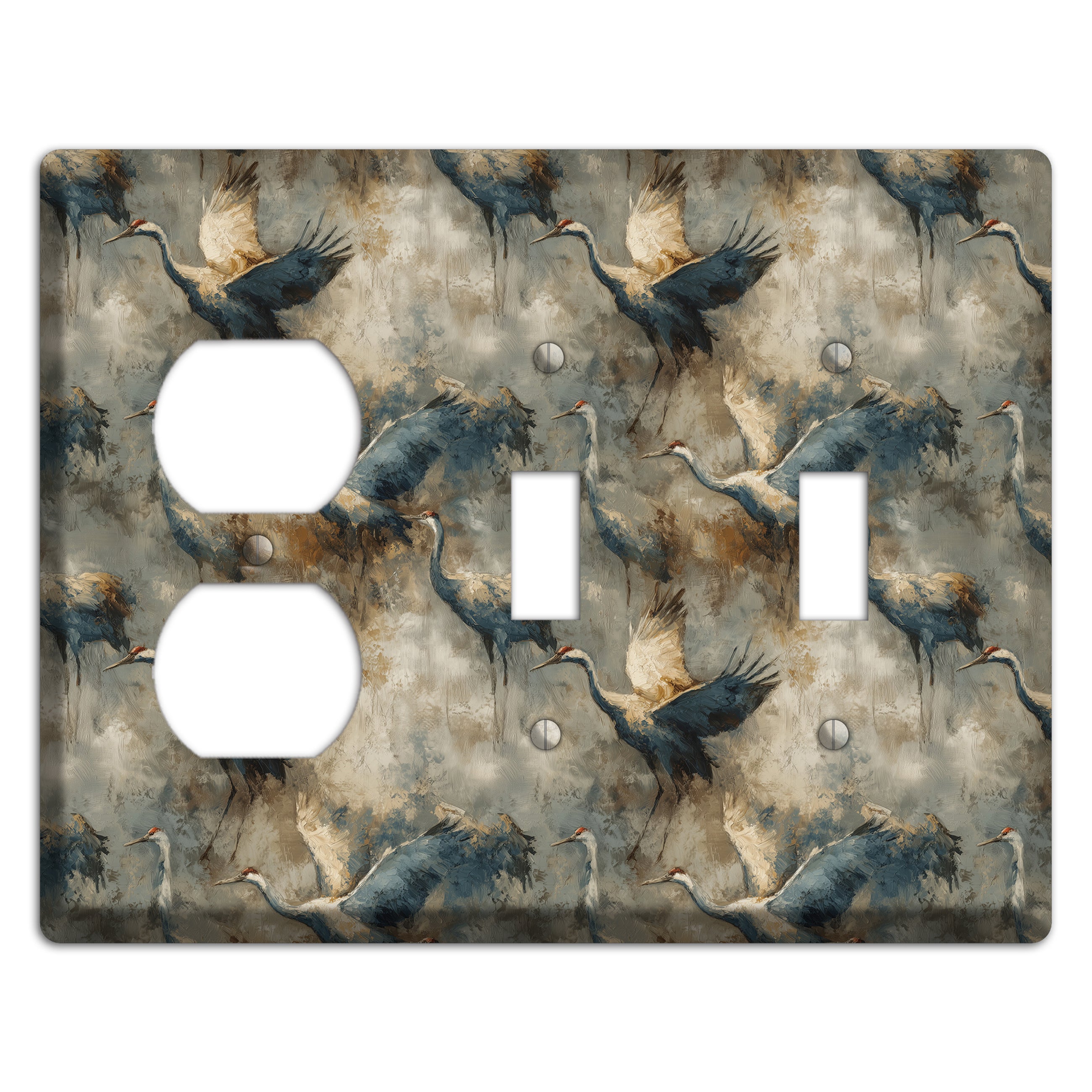 Slate Crane Migration Duplex / 2 Toggle Wallplate