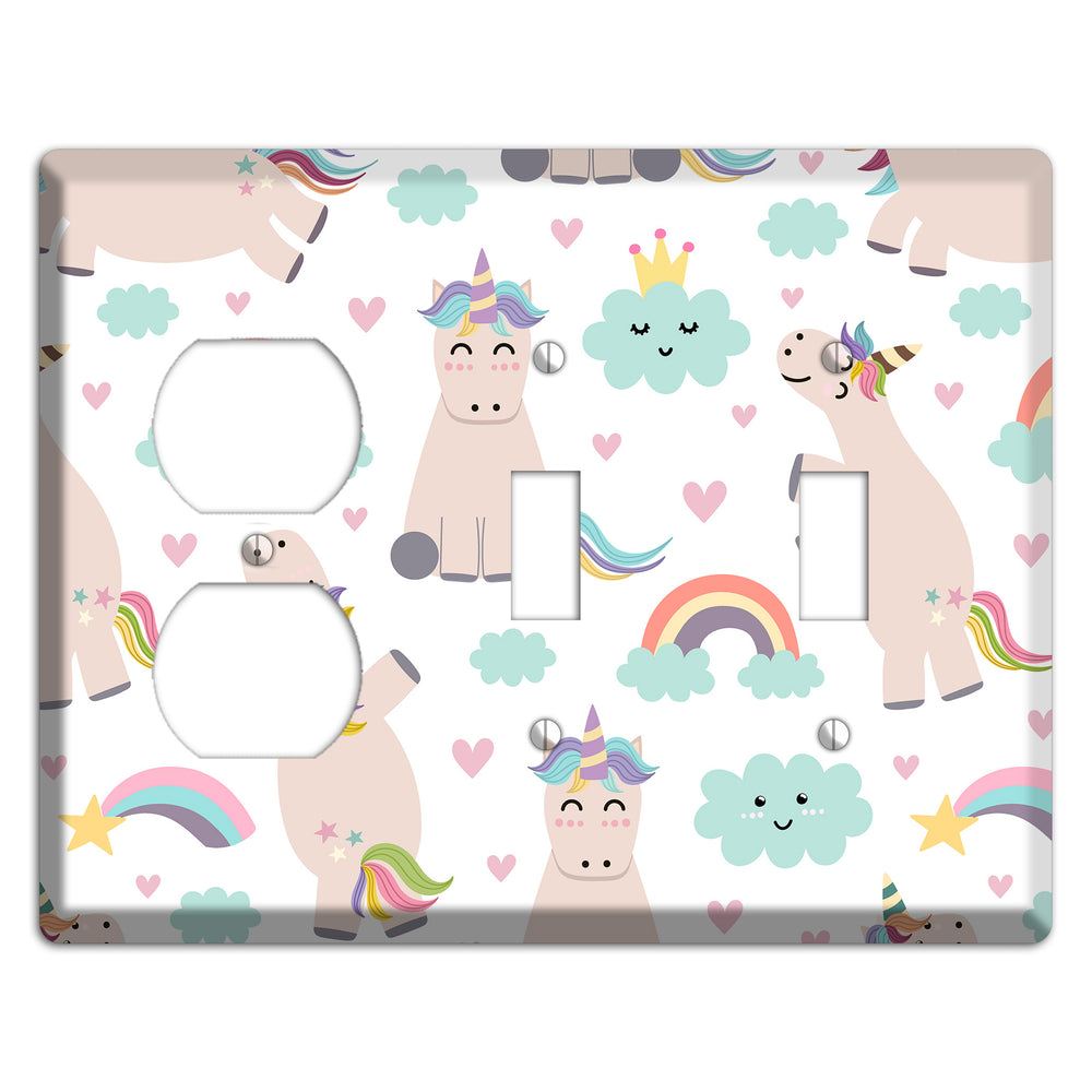 Rainbow Cloud Herd Duplex / 2 Toggle Wallplate