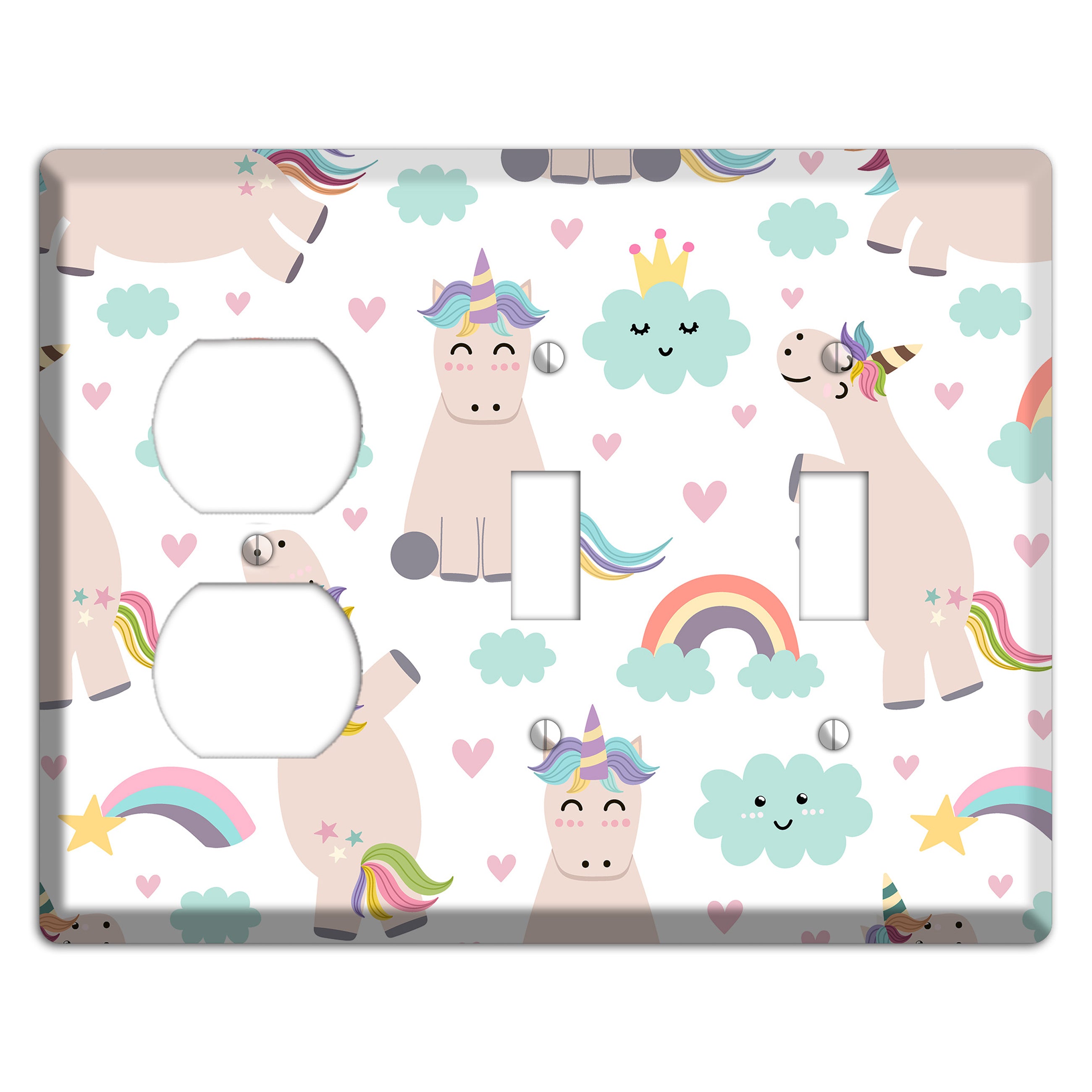 Rainbow Cloud Herd Duplex / 2 Toggle Wallplate