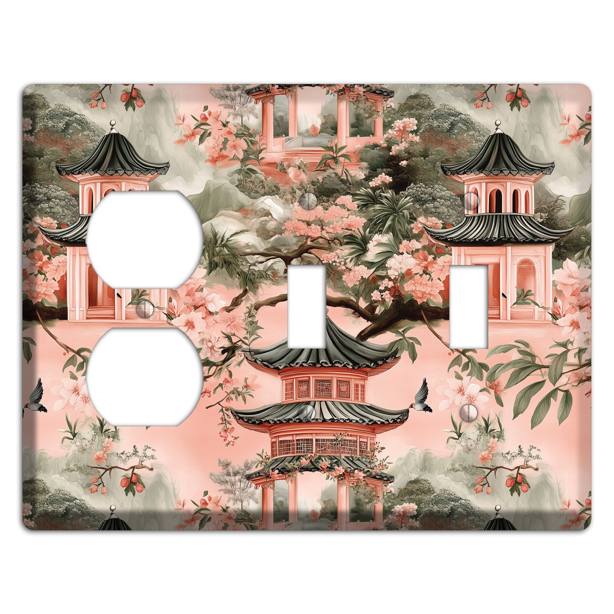 Pagoda & Plum Duplex / 2 Toggle Wallplate
