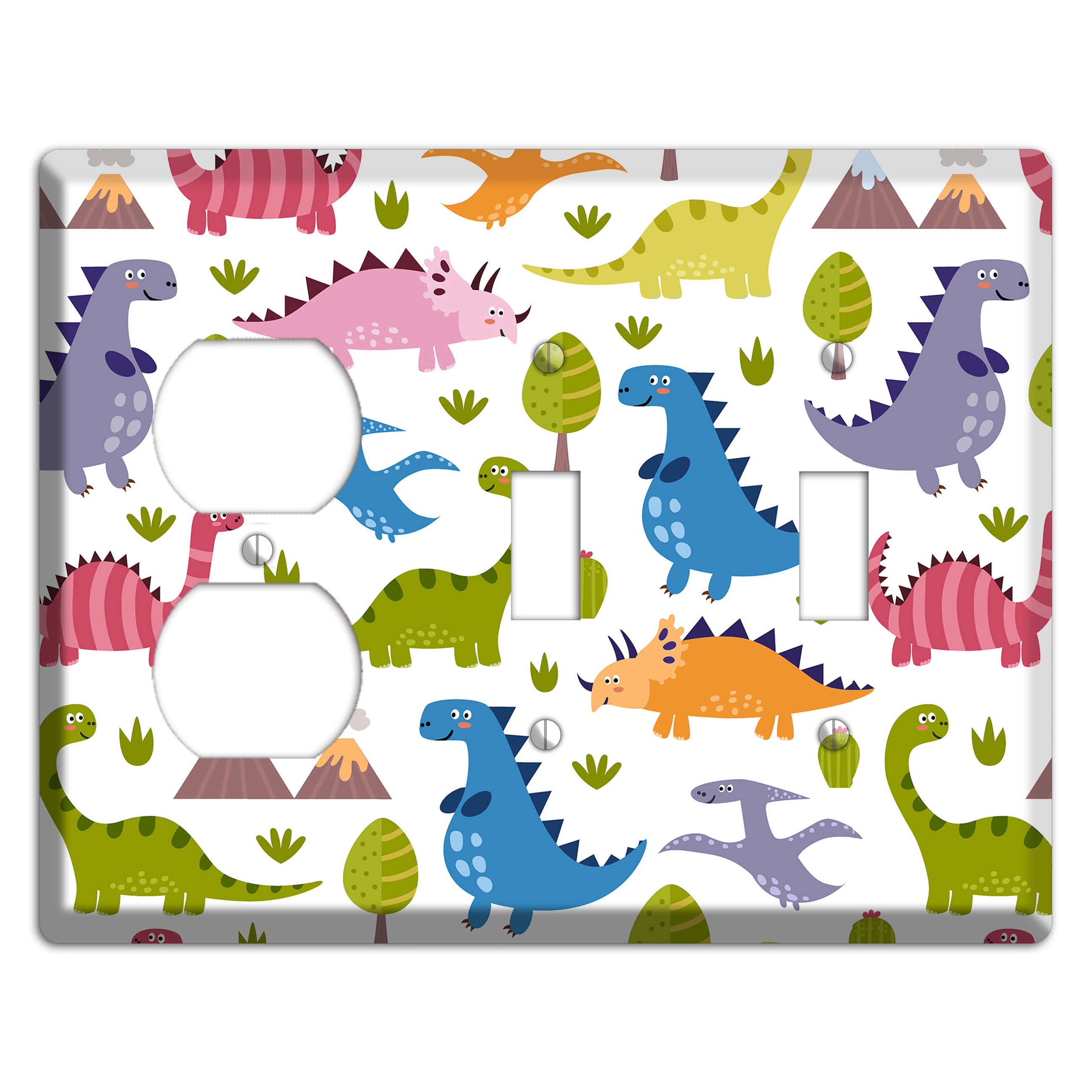 Dino Friends (Bright) Duplex / 2 Toggle Wallplate