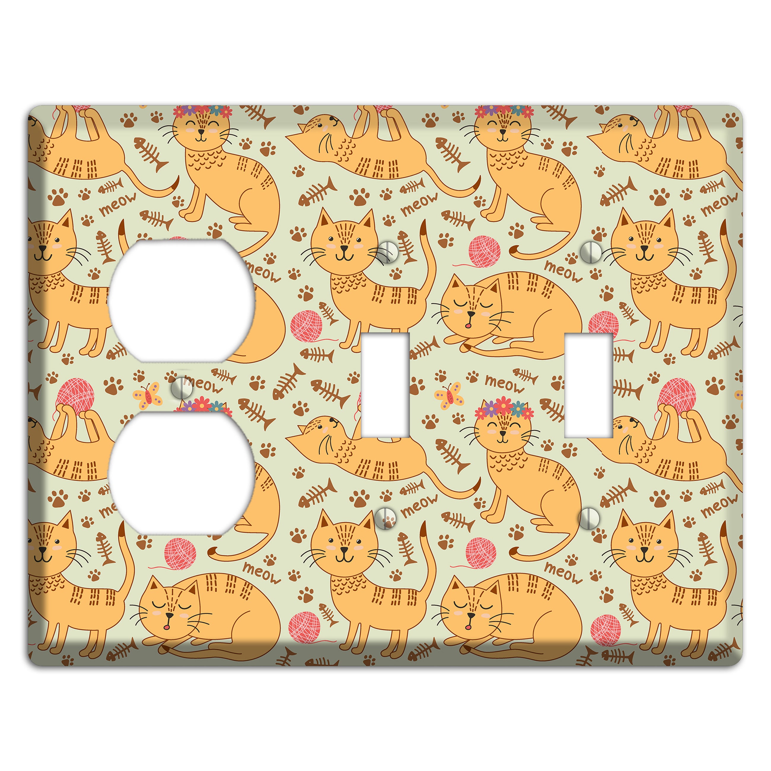 Meow Mix (Beige) Duplex / 2 Toggle Wallplate