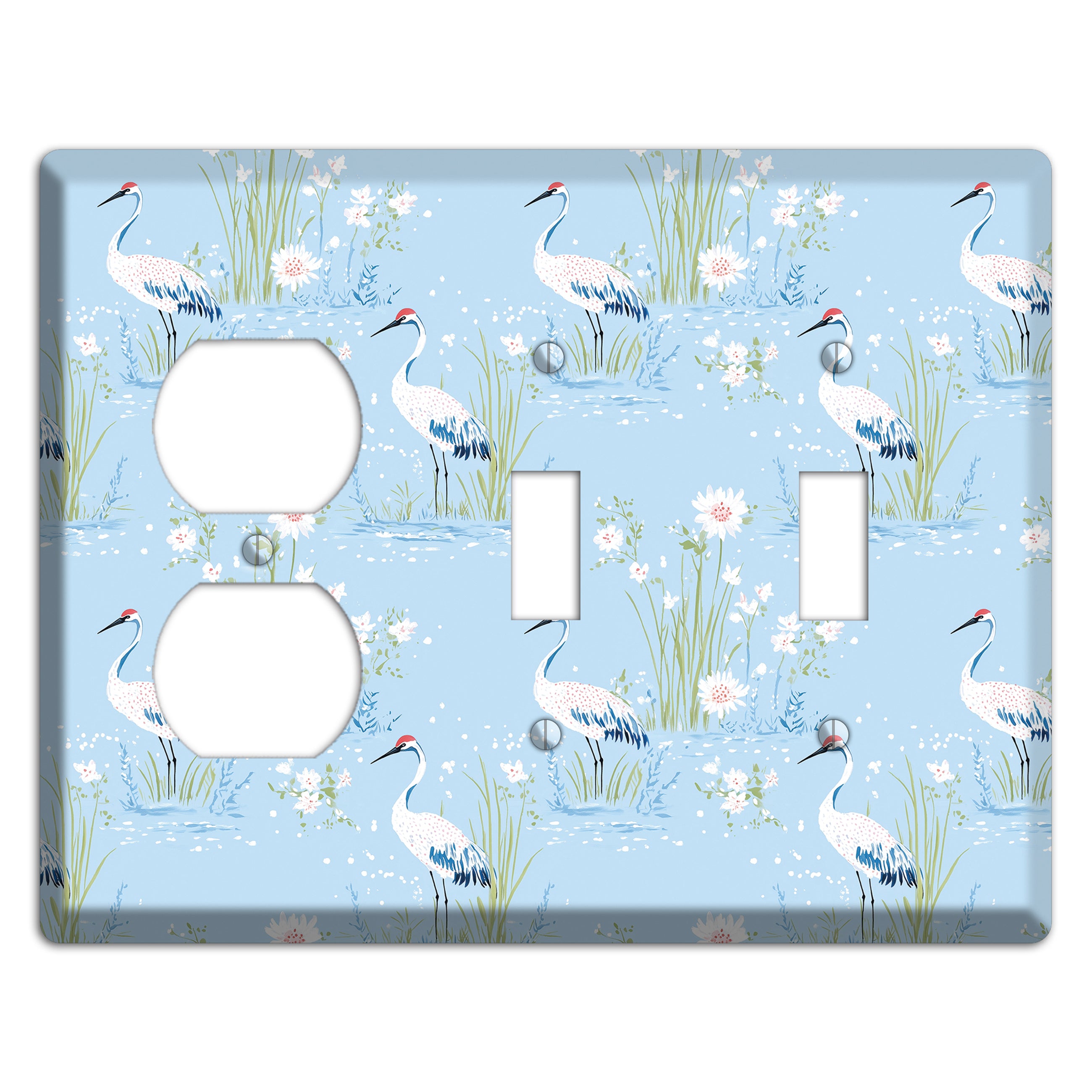 Powder Blue Marsh Duplex / 2 Toggle Wallplate