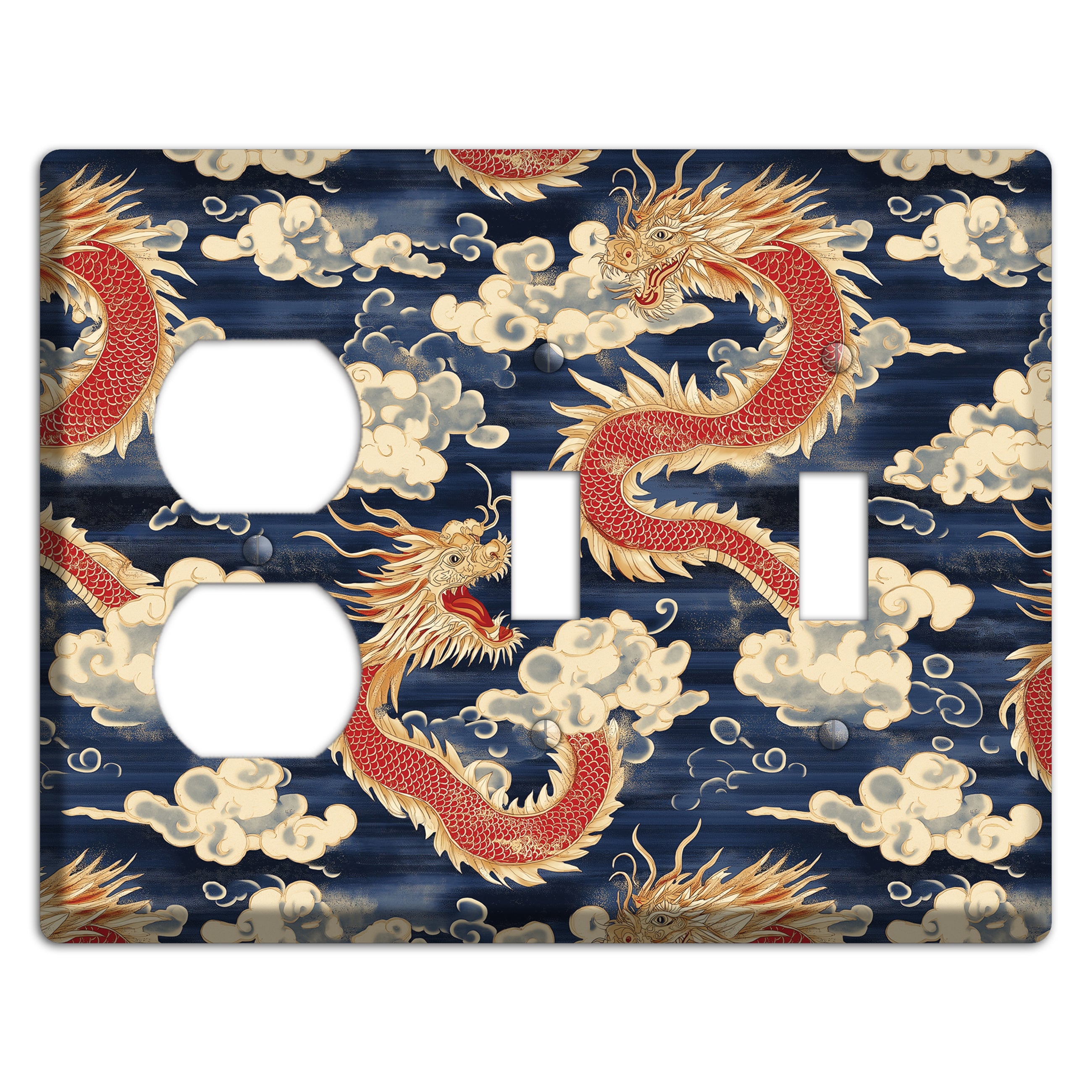 Sovereign Sky Dragons Duplex / 2 Toggle Wallplate