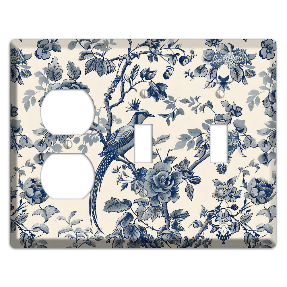 Pheasant & Peony Duplex / 2 Toggle Wallplate