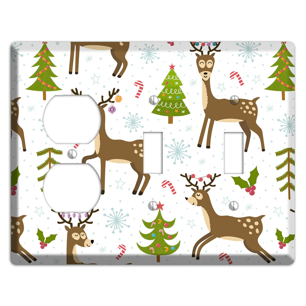 Reindeer Parade (White) Duplex / 2 Toggle Wallplate