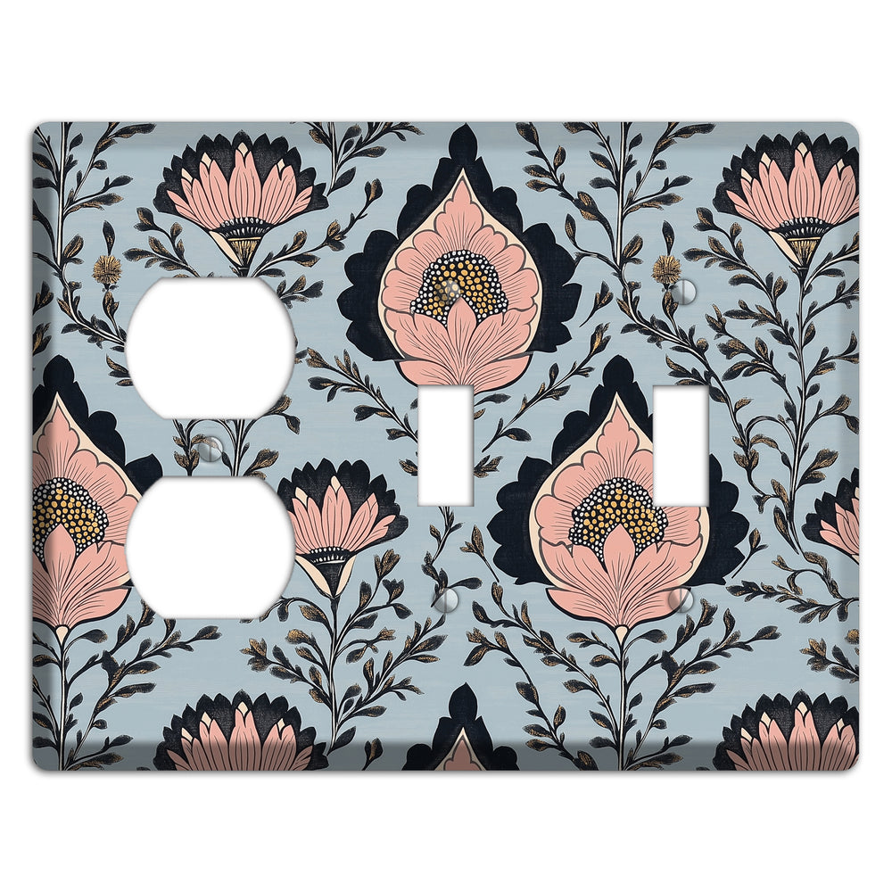 Lotus & Damask Dusk Duplex / 2 Toggle Wallplate