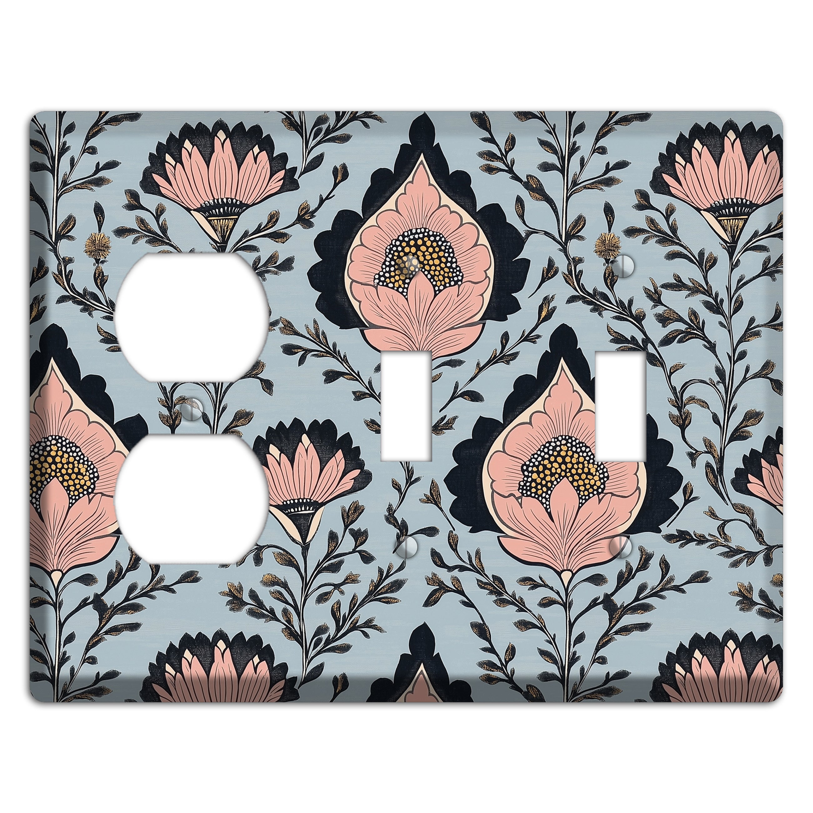 Lotus & Damask Dusk Duplex / 2 Toggle Wallplate