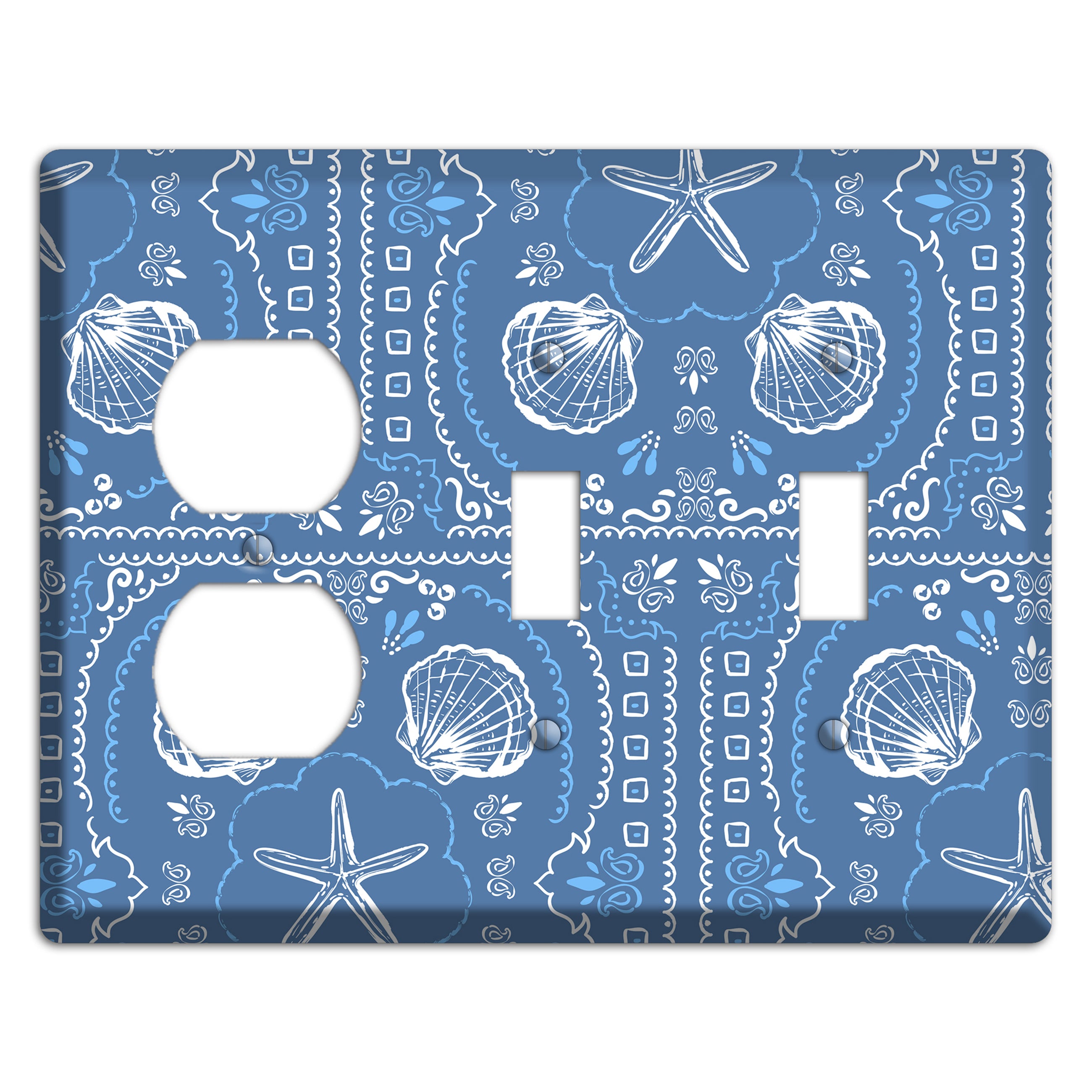 Cerulean Bandana Shore Duplex / 2 Toggle Wallplate