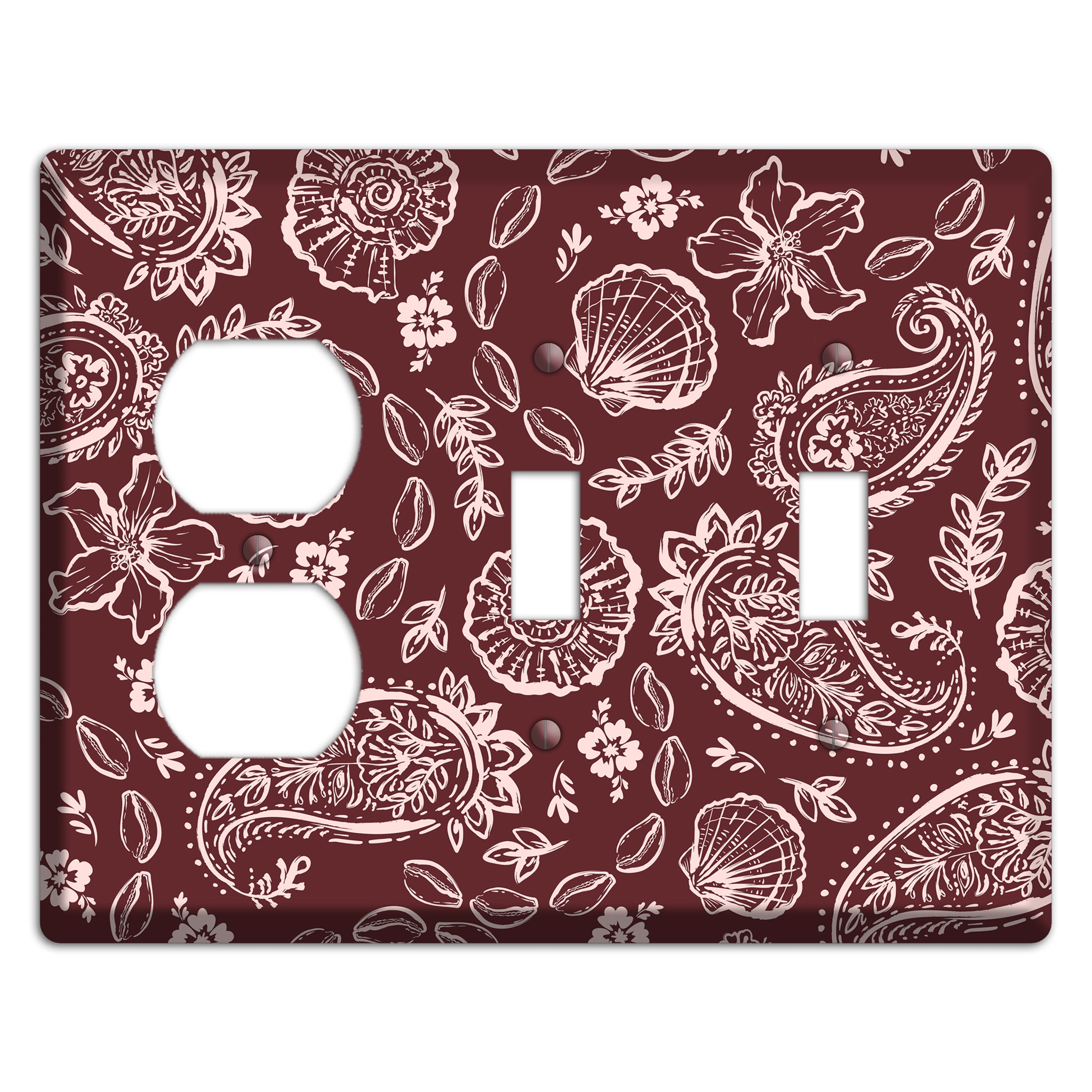 Crimson Shell Paisley Duplex / 2 Toggle Wallplate