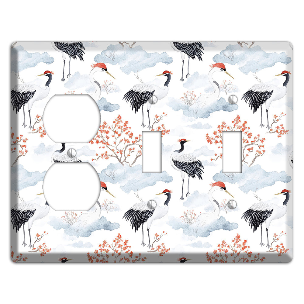 Crimson Crown Cranes Duplex / 2 Toggle Wallplate