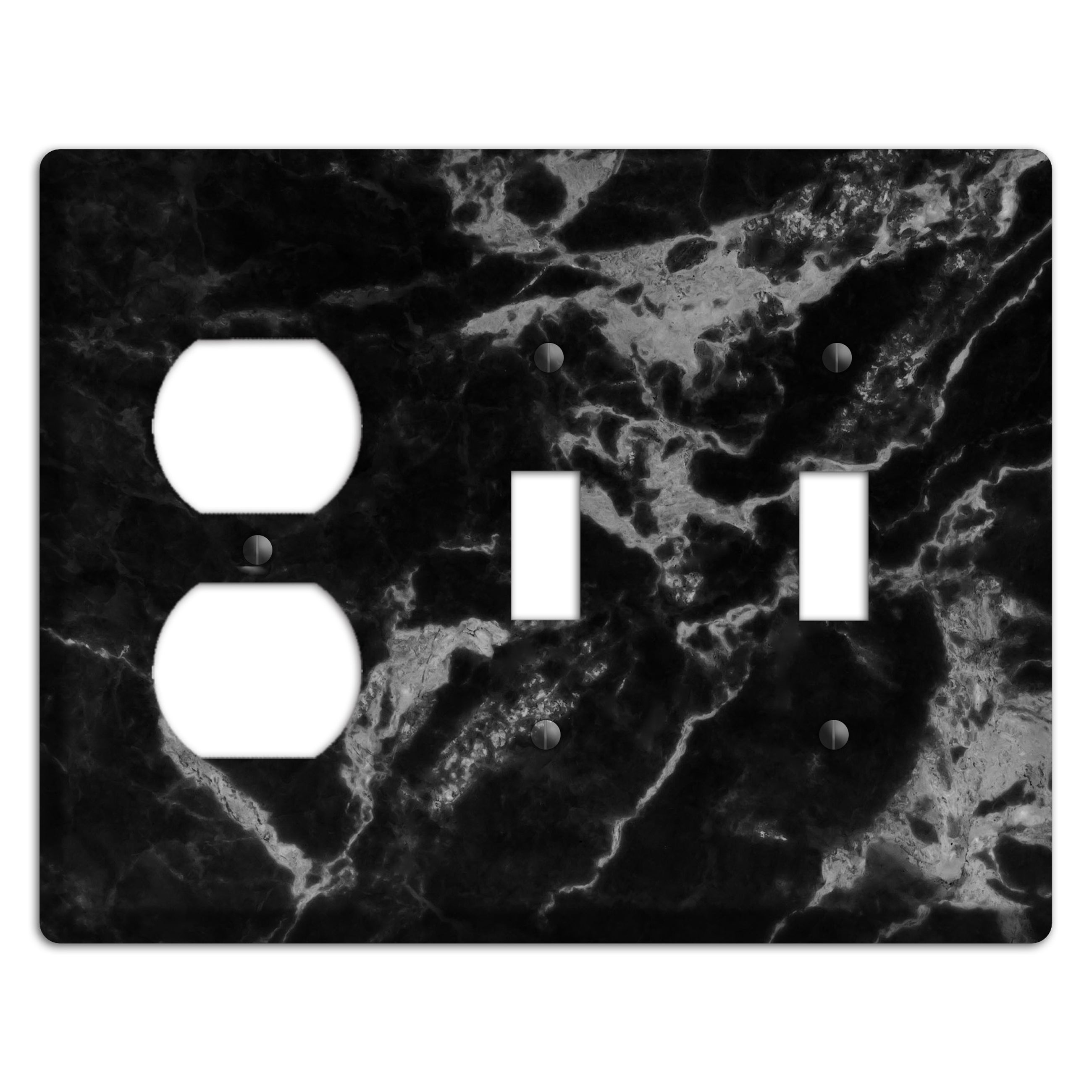 Black and Silver Marble Duplex / 2 Toggle Wallplate