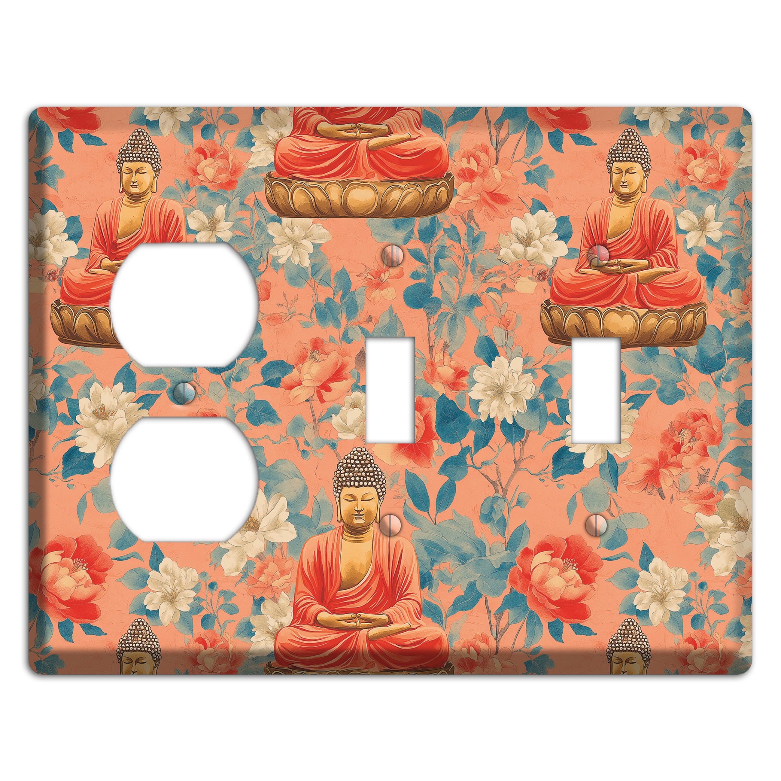 Lotus & Coral Duplex / 2 Toggle Wallplate