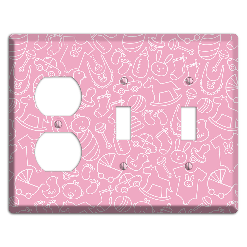 Line Art Baby Pink Duplex / 2 Toggle Wallplate