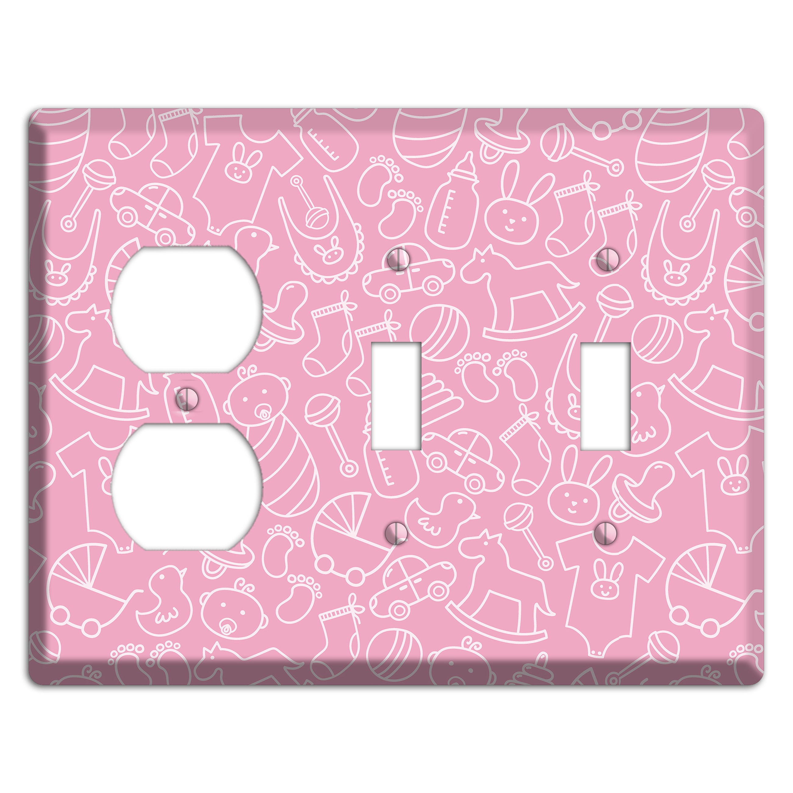 Line Art Baby Pink Duplex / 2 Toggle Wallplate