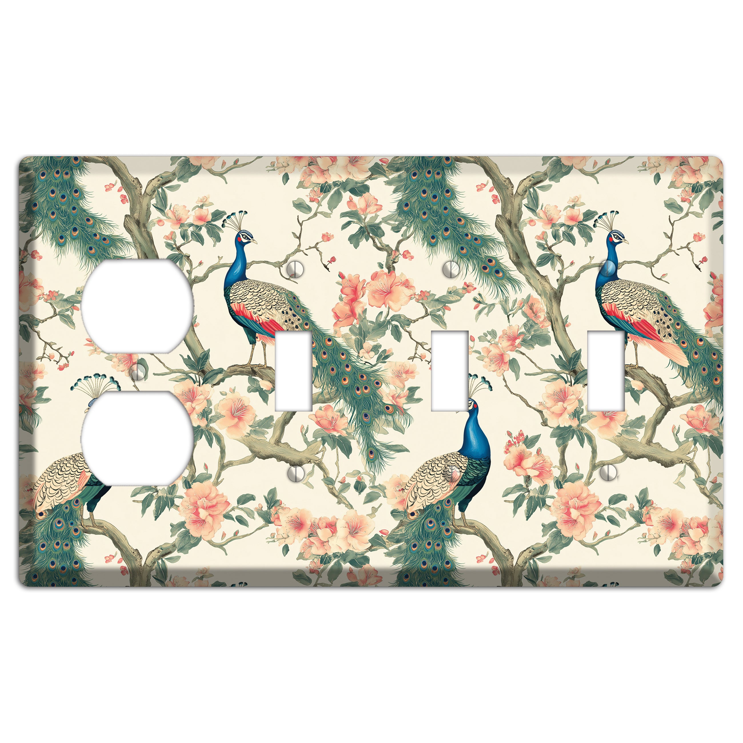 Imperial Plumage Garden Duplex / 3 Toggle Wallplate