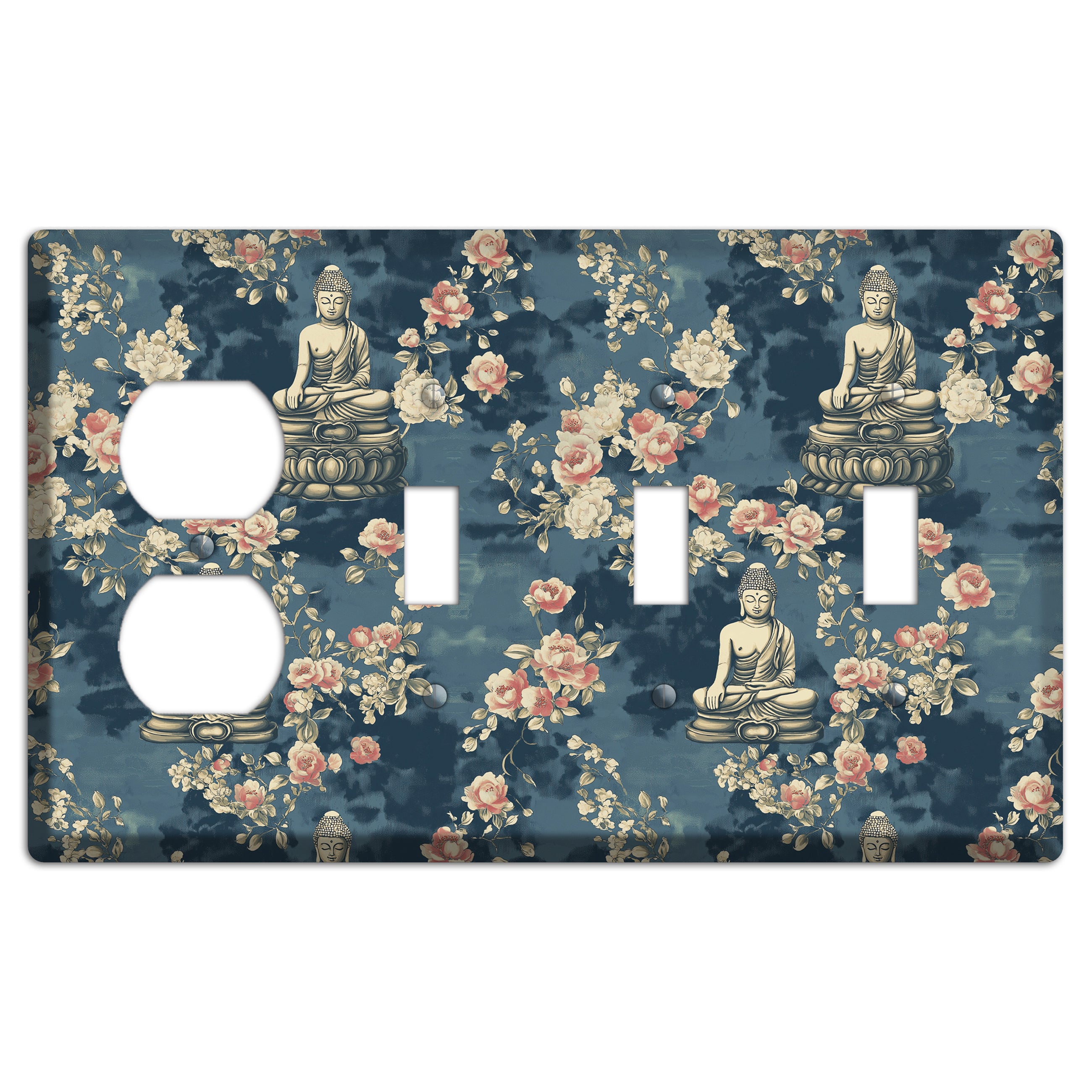 Lotus & Bloom Duplex / 3 Toggle Wallplate