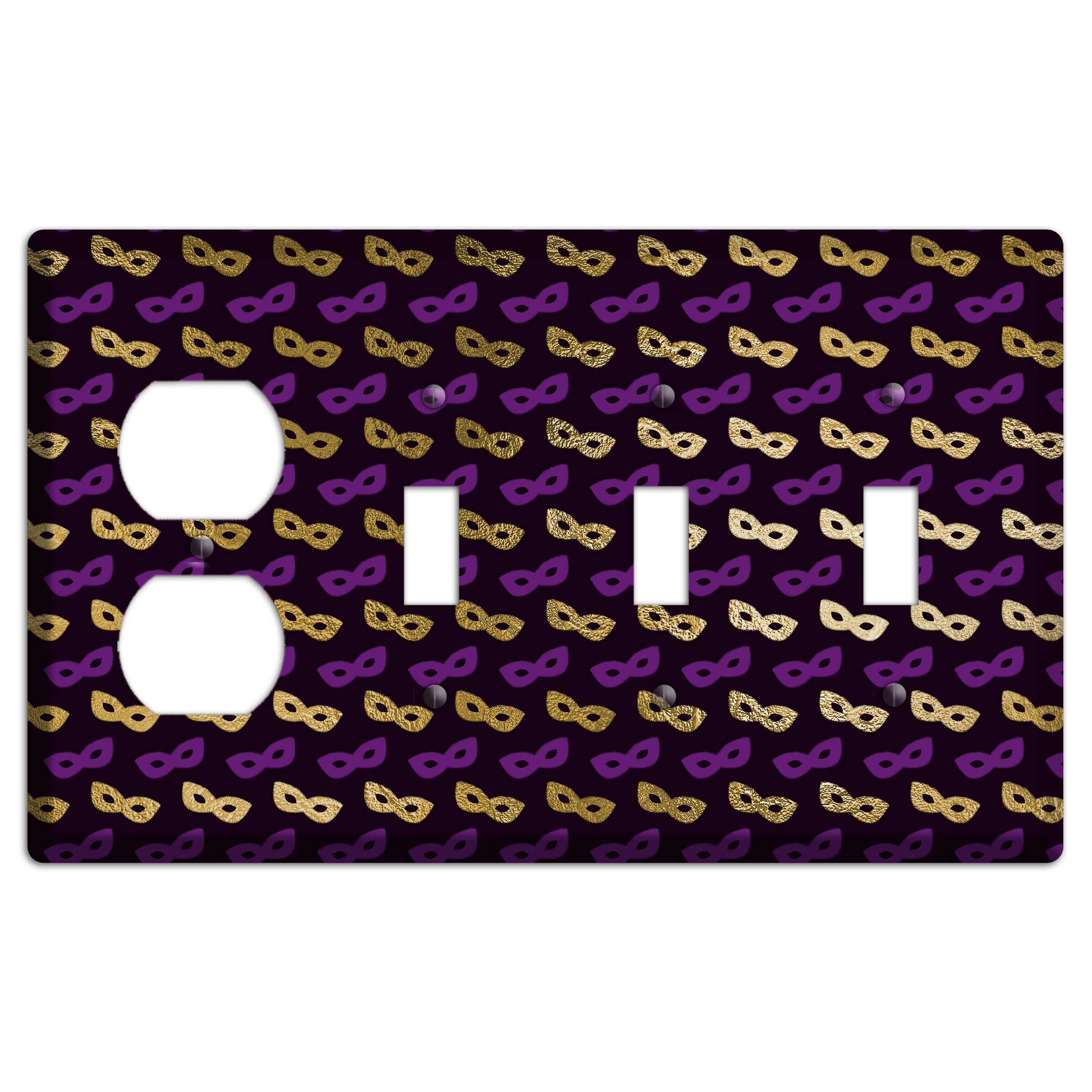 Midnight Masque Duplex / 3 Toggle Wallplate