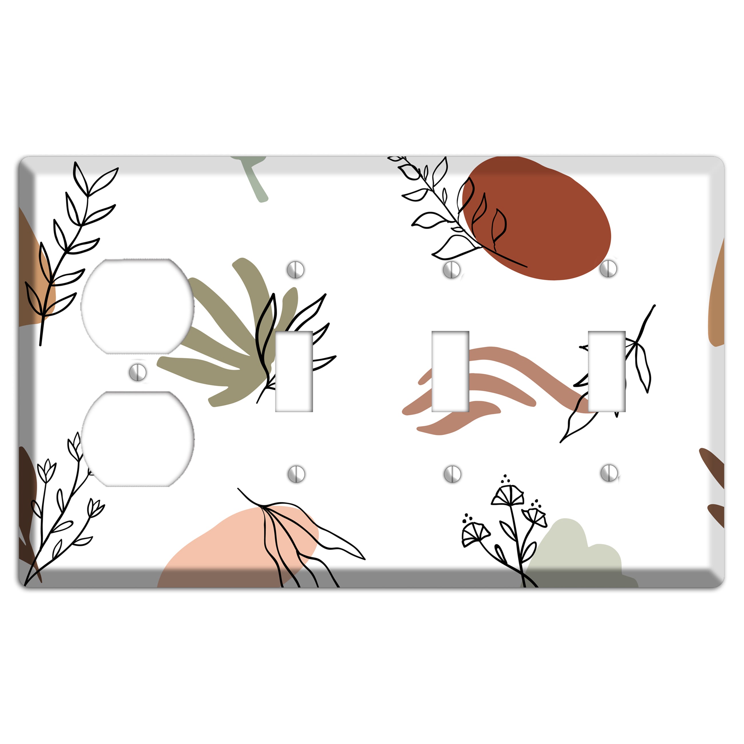 Wildflower & Clay Duplex / 3 Toggle Wallplate