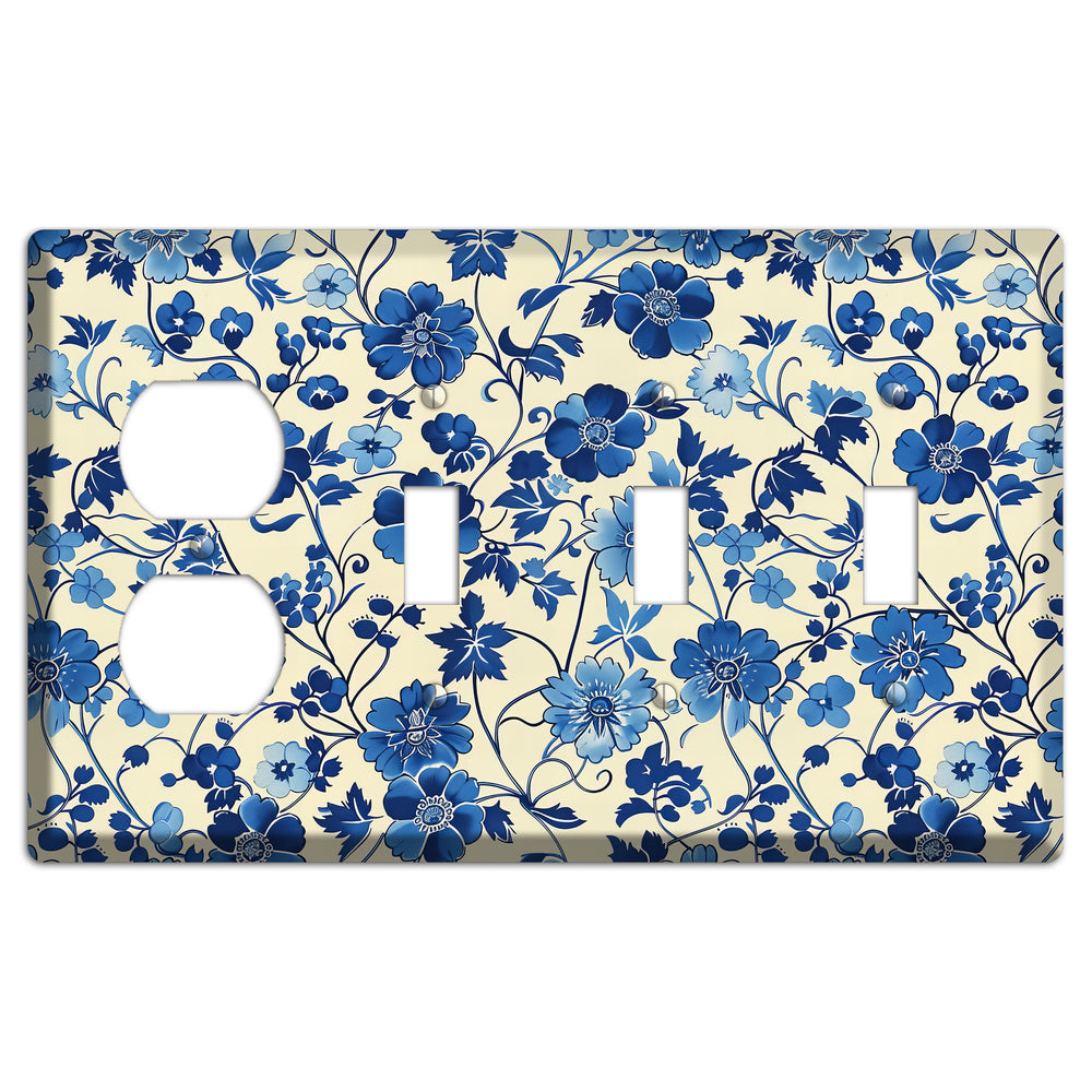 Porcelain Garden Riot Duplex / 3 Toggle Wallplate