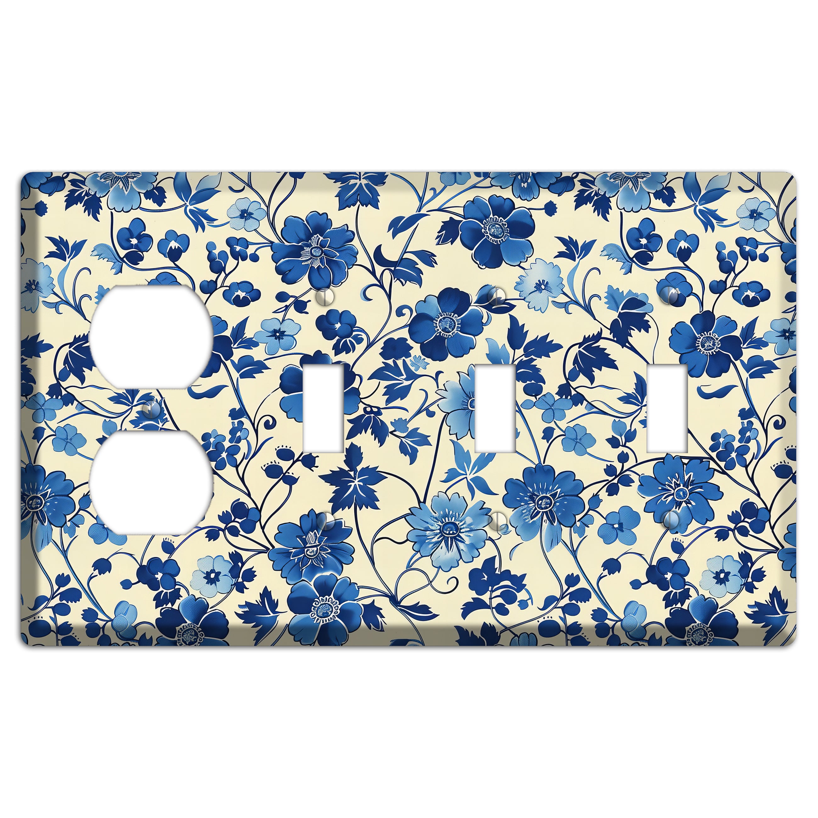 Porcelain Garden Riot Duplex / 3 Toggle Wallplate