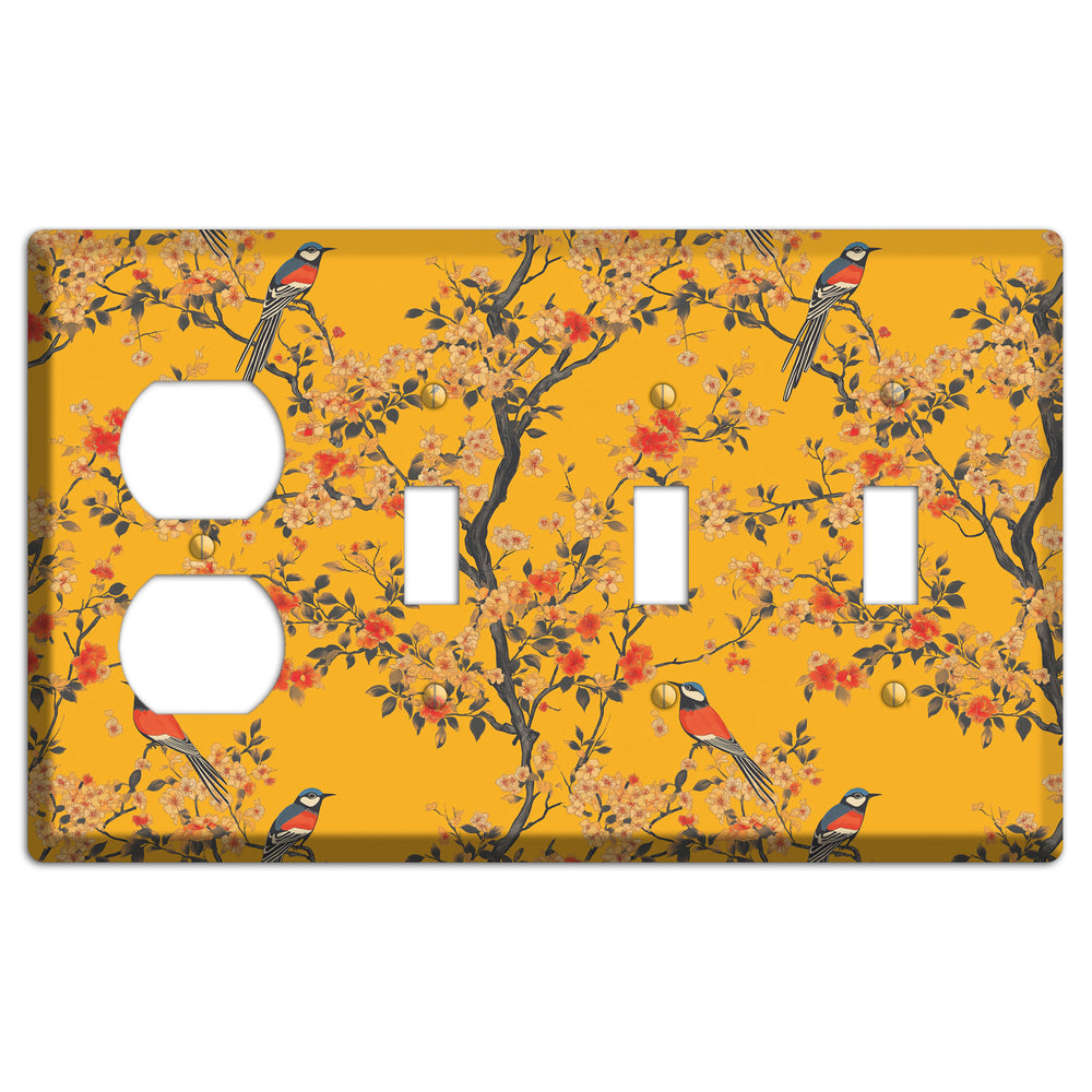 Blossom & Plume Duplex / 3 Toggle Wallplate
