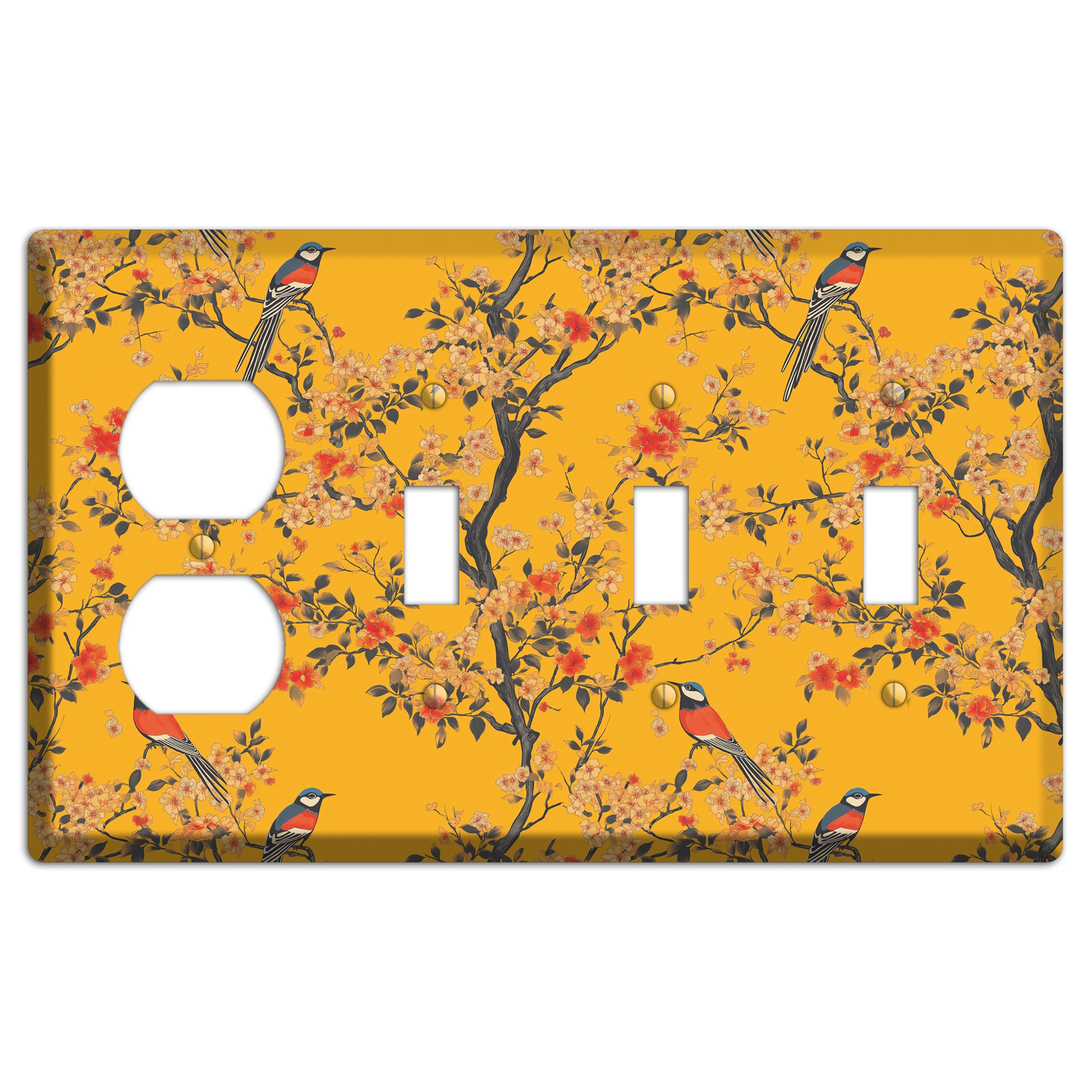 Blossom & Plume Duplex / 3 Toggle Wallplate