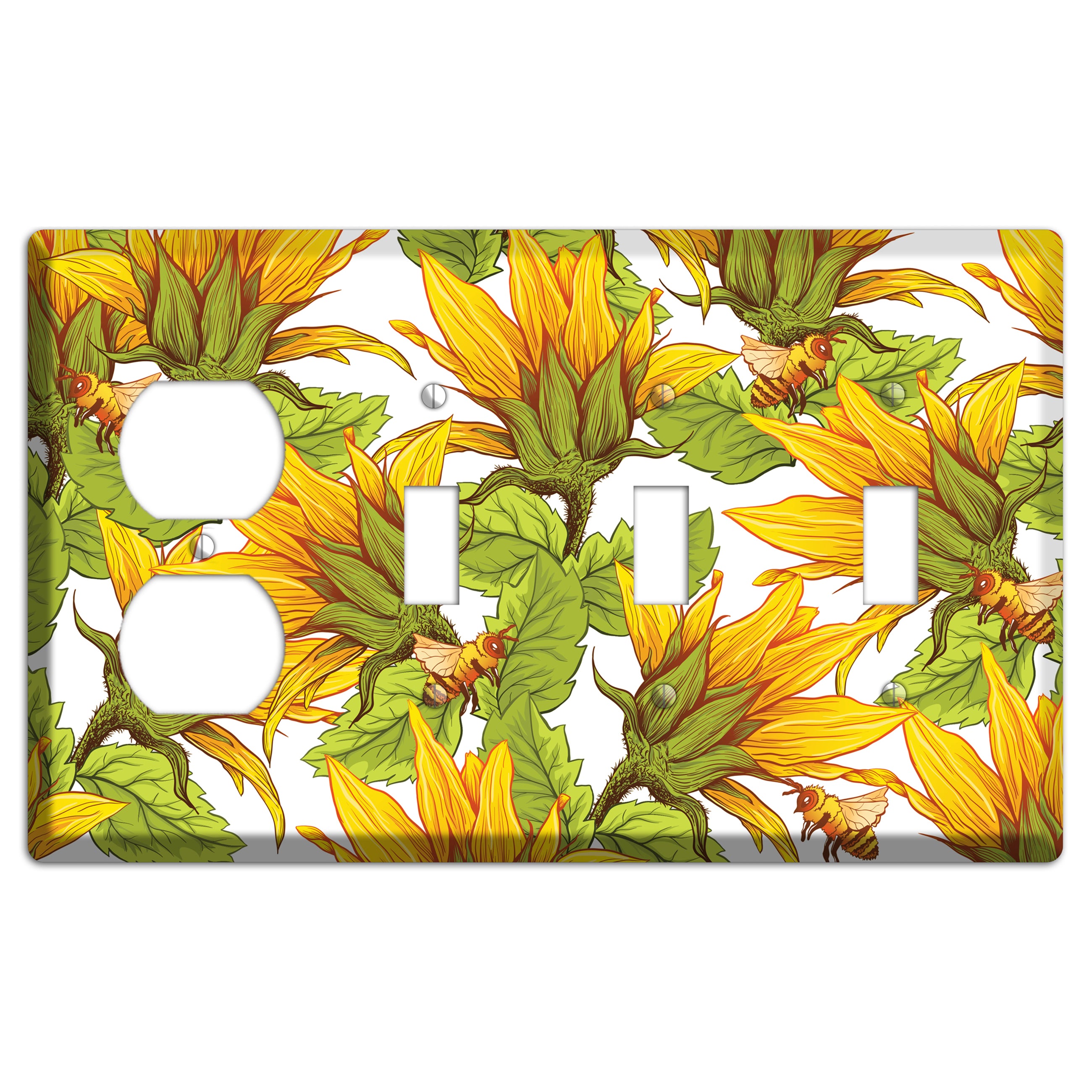Pollen & Wings Duplex / 3 Toggle Wallplate