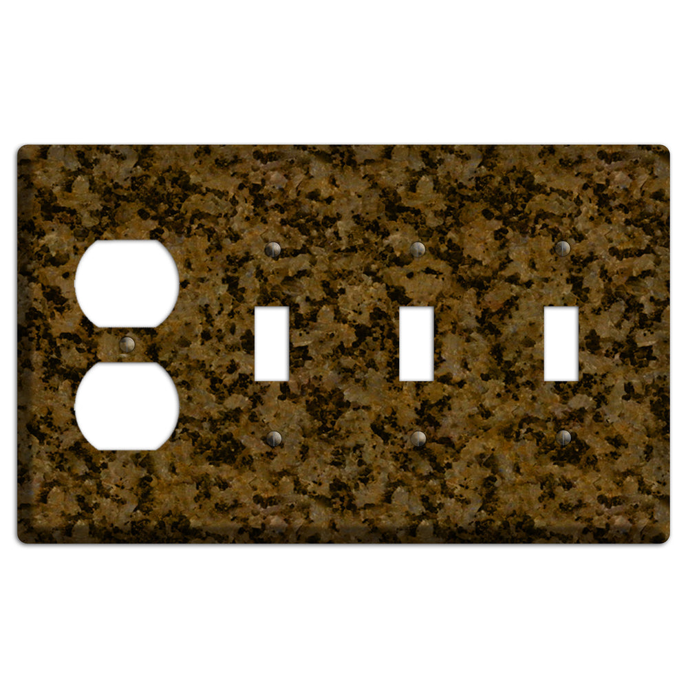Tropic Brown Granite Duplex / 3 Toggle Wallplate