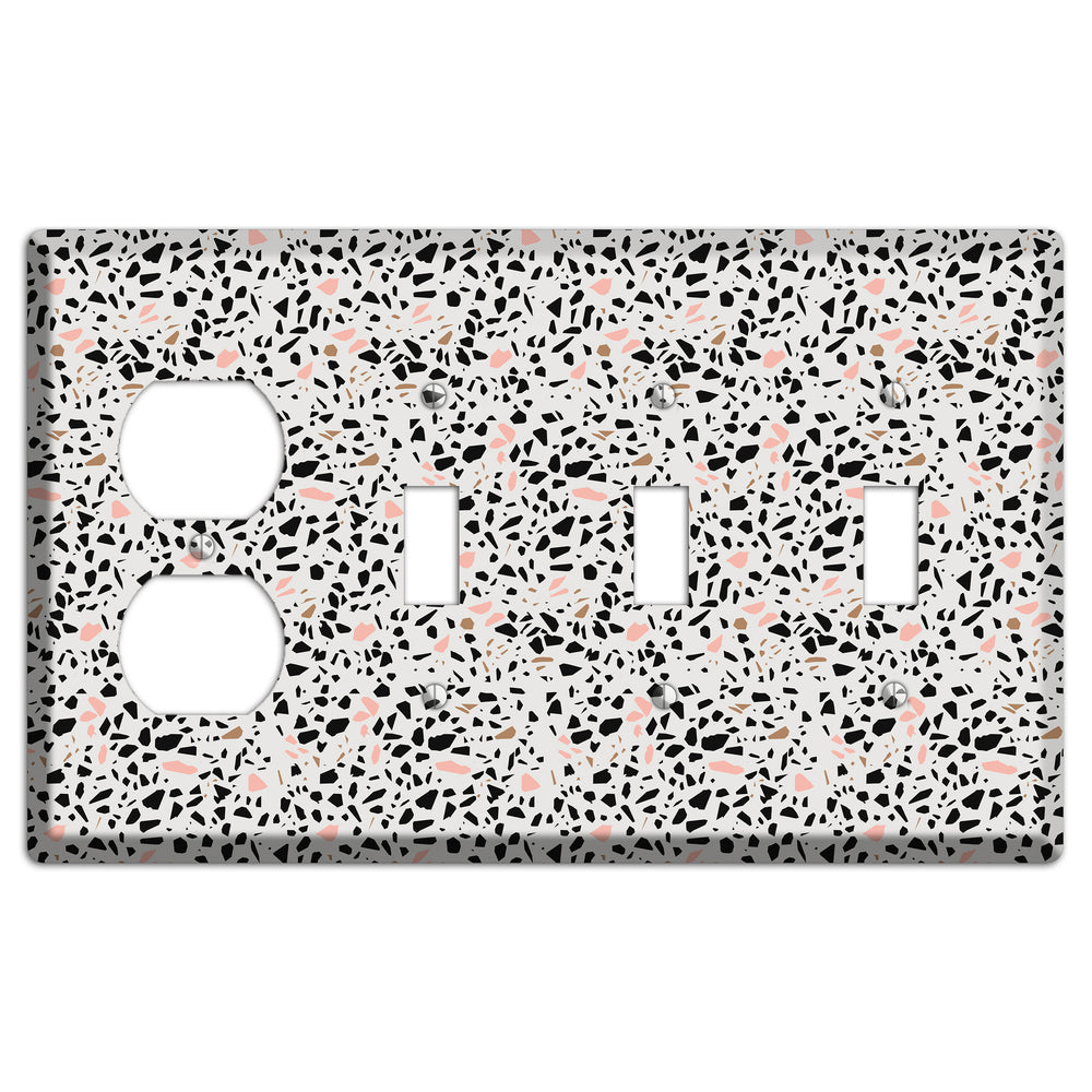 Monochrome Mix Duplex / 3 Toggle Wallplate