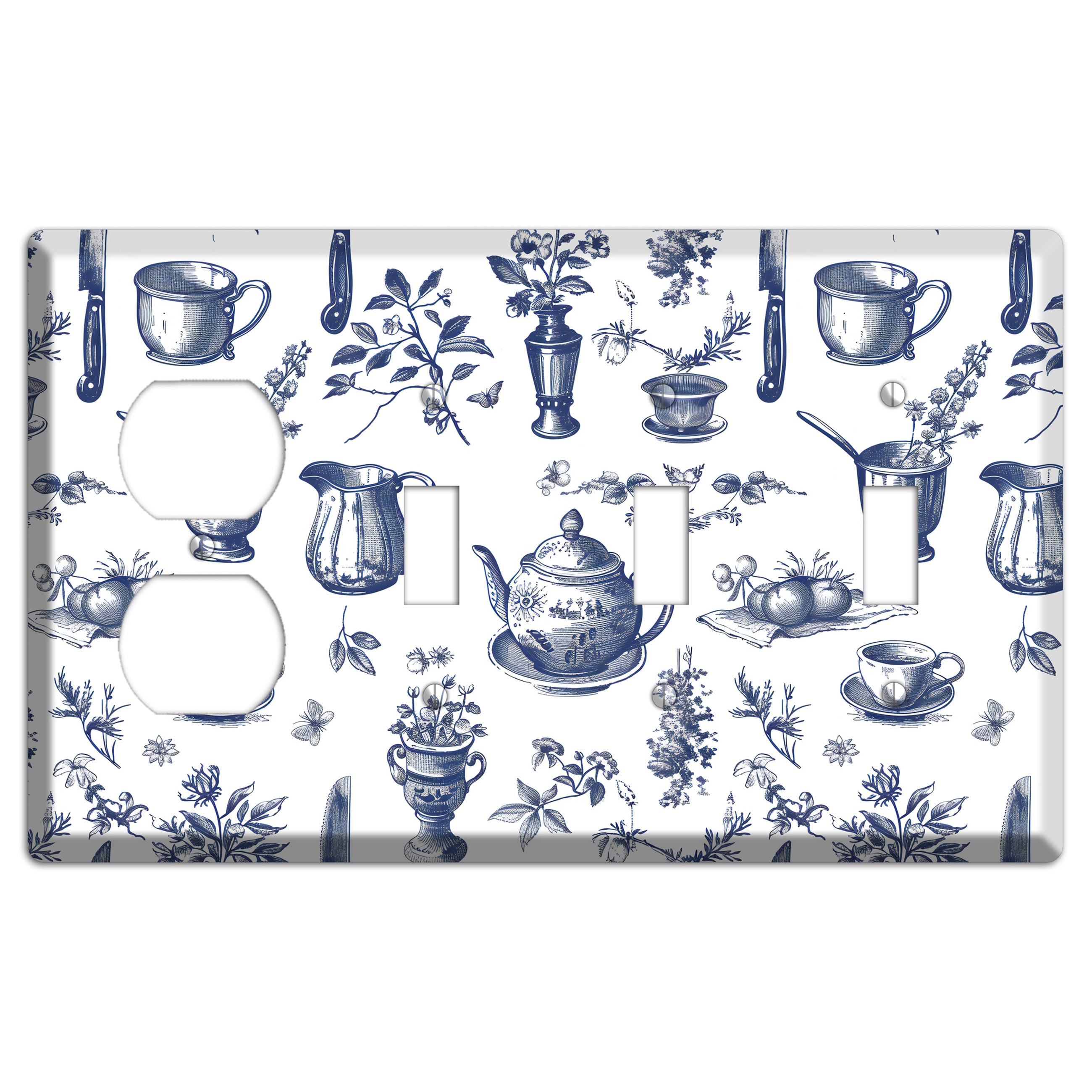 Pantry & Petals Duplex / 3 Toggle Wallplate