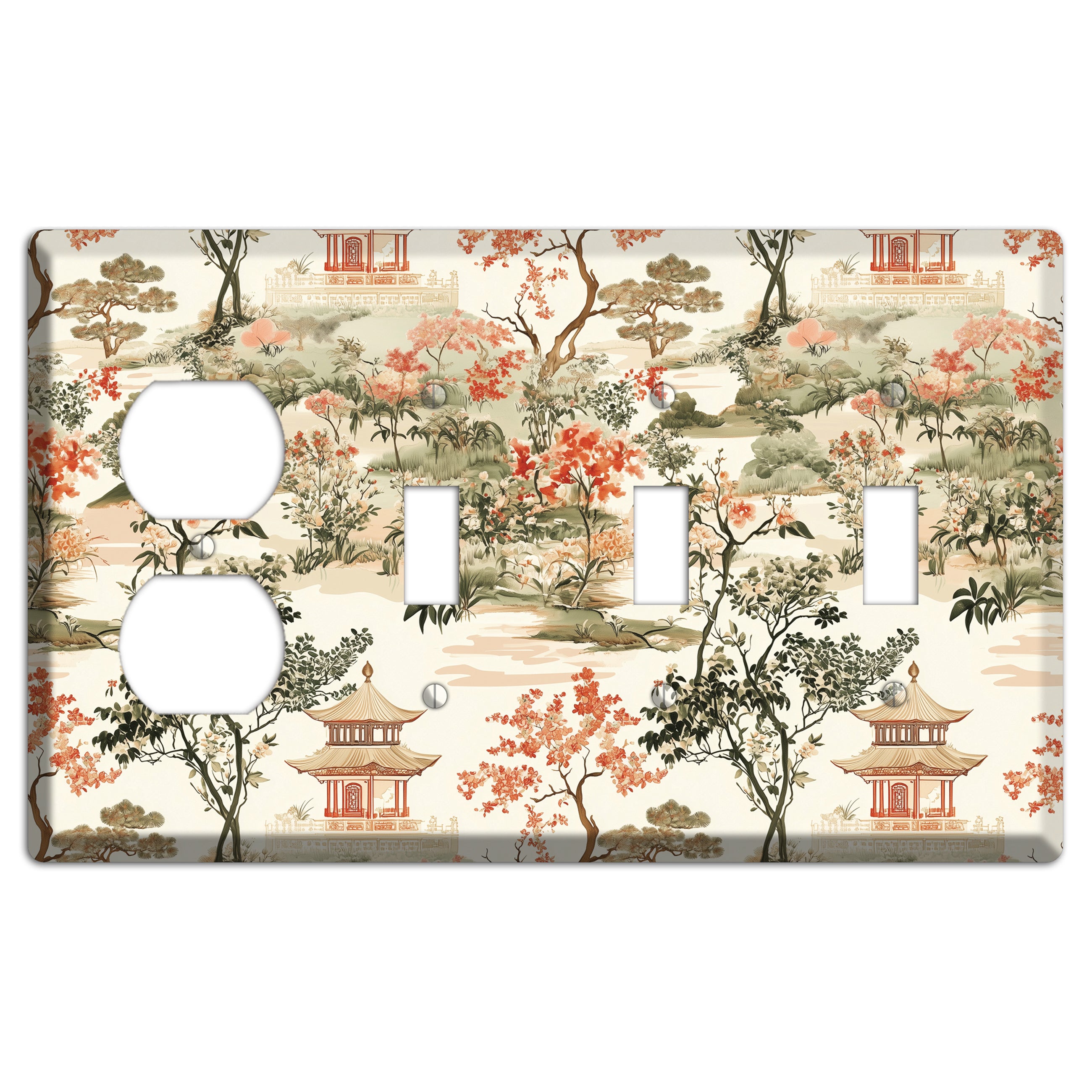 Pavilion & Petal Duplex / 3 Toggle Wallplate