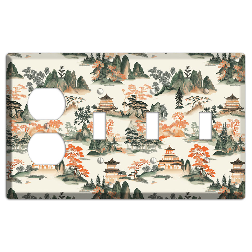 Peaks & Pagodas Duplex / 3 Toggle Wallplate