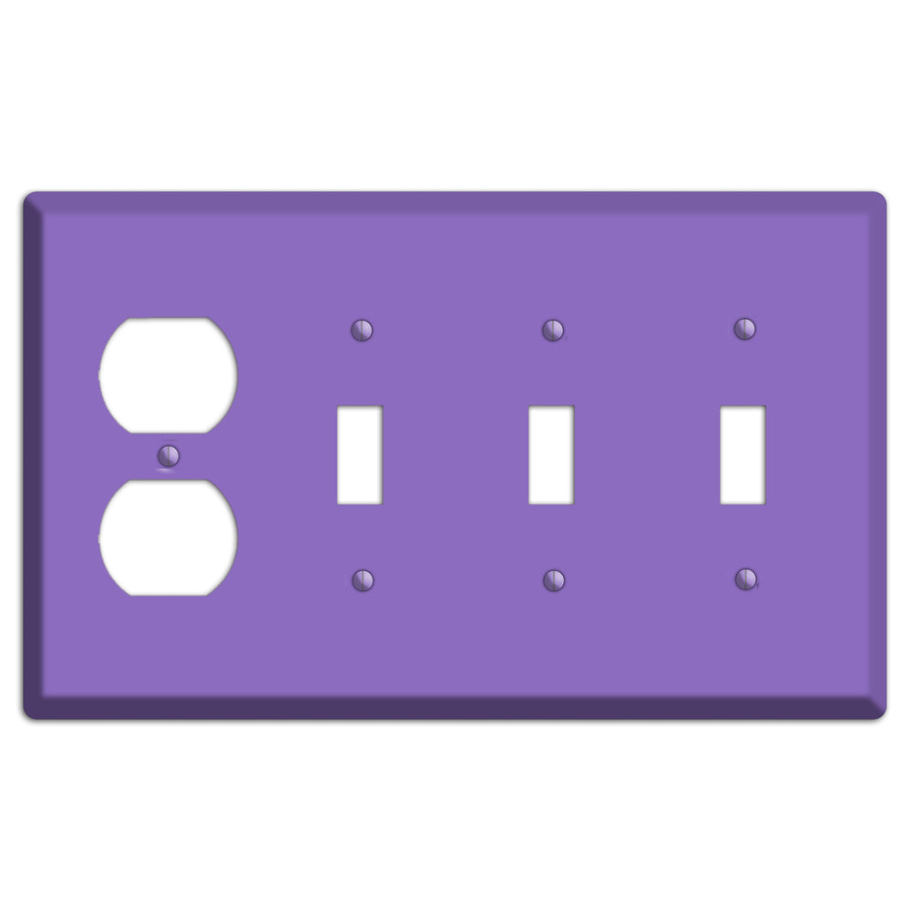 Baxter Violet Bloom Duplex / 3 Toggle Wallplate