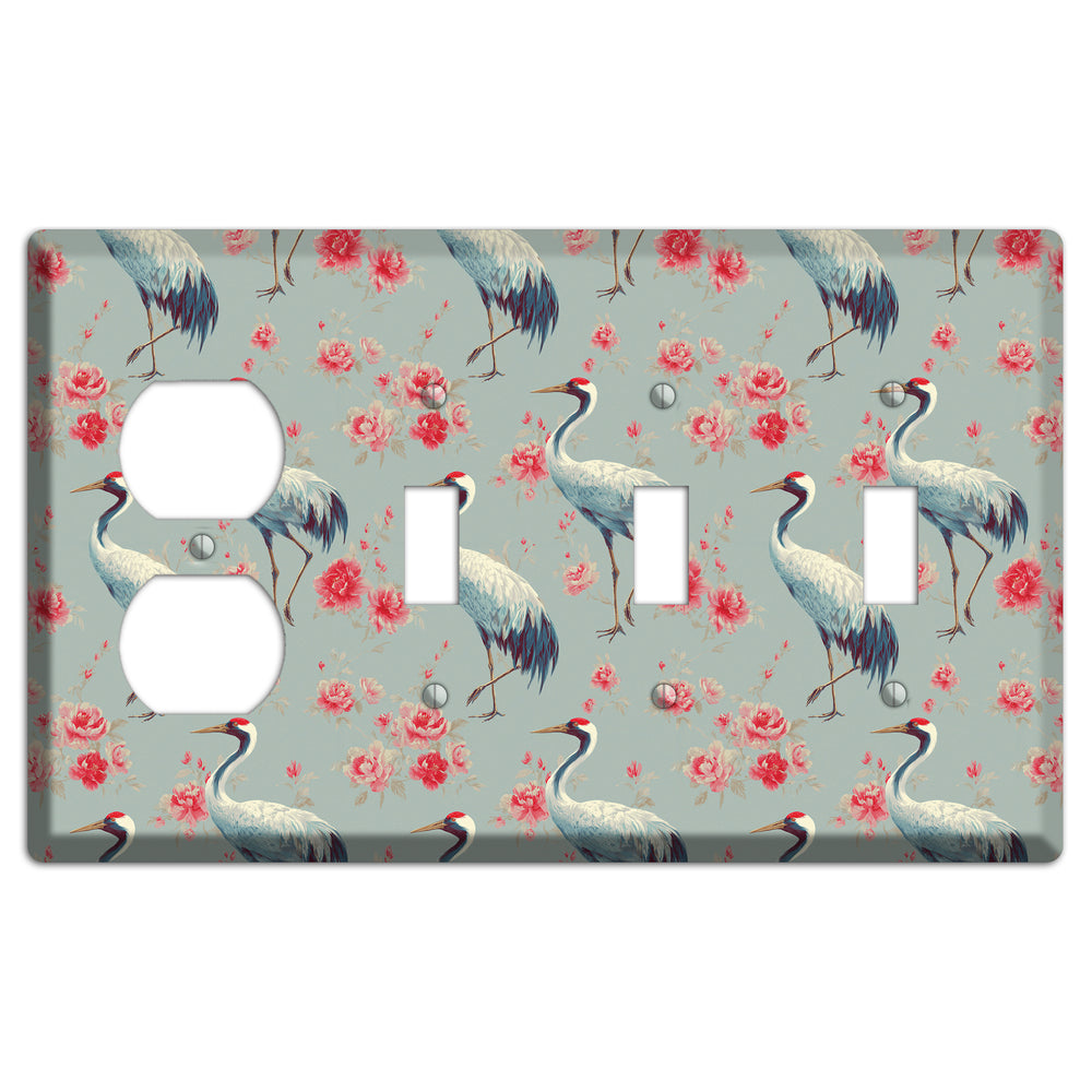 Rose Mist Vigil Duplex / 3 Toggle Wallplate