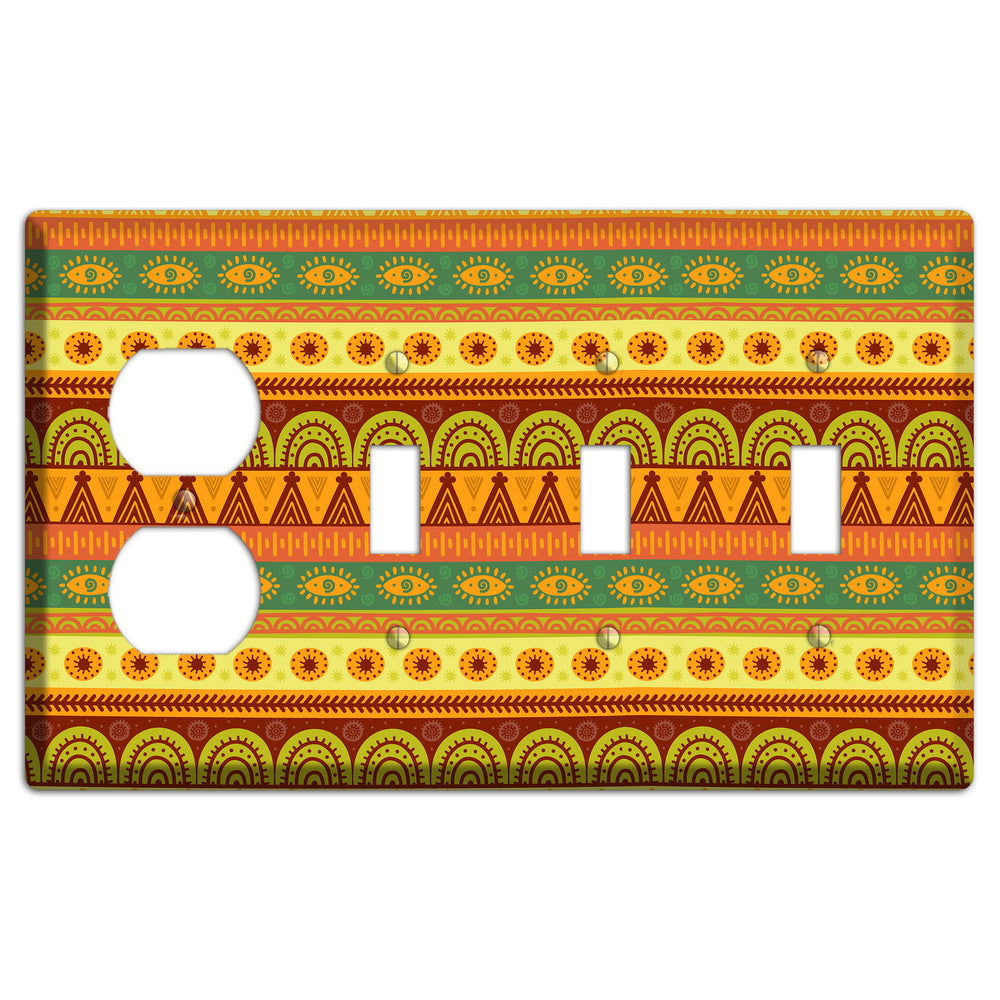 Ethnic Harmony Duplex / 3 Toggle Wallplate