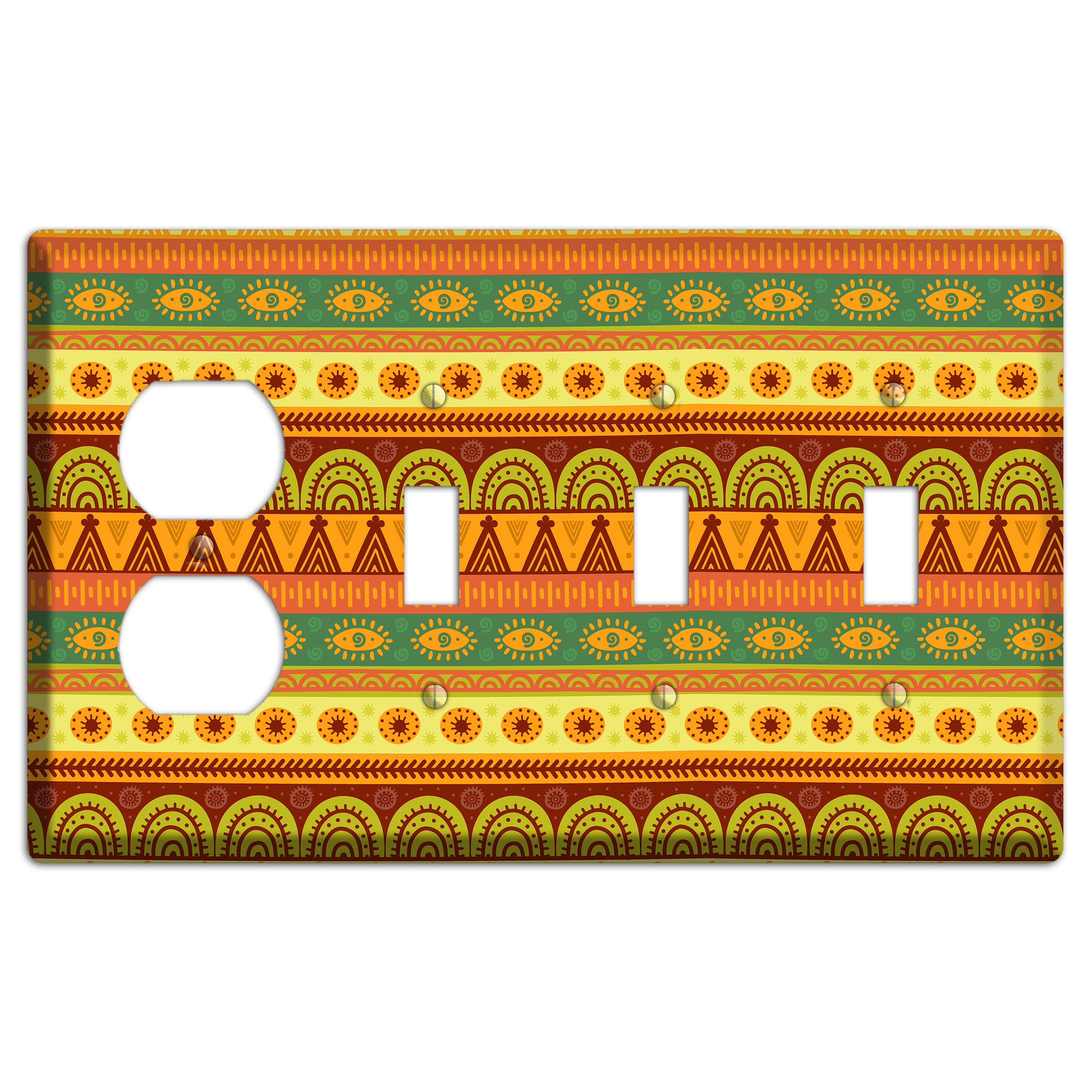 Ethnic Harmony Duplex / 3 Toggle Wallplate