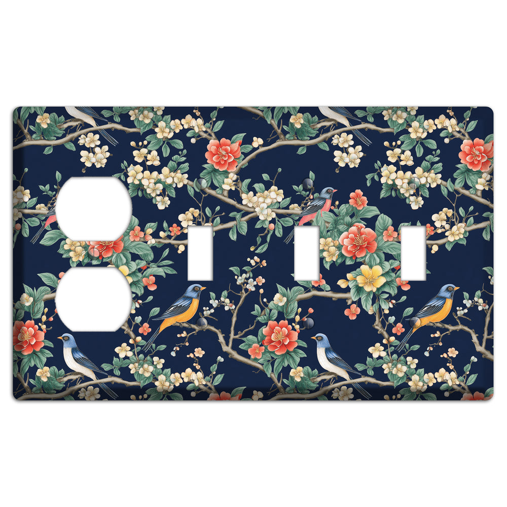 Songbirds & Blossoms Duplex / 3 Toggle Wallplate