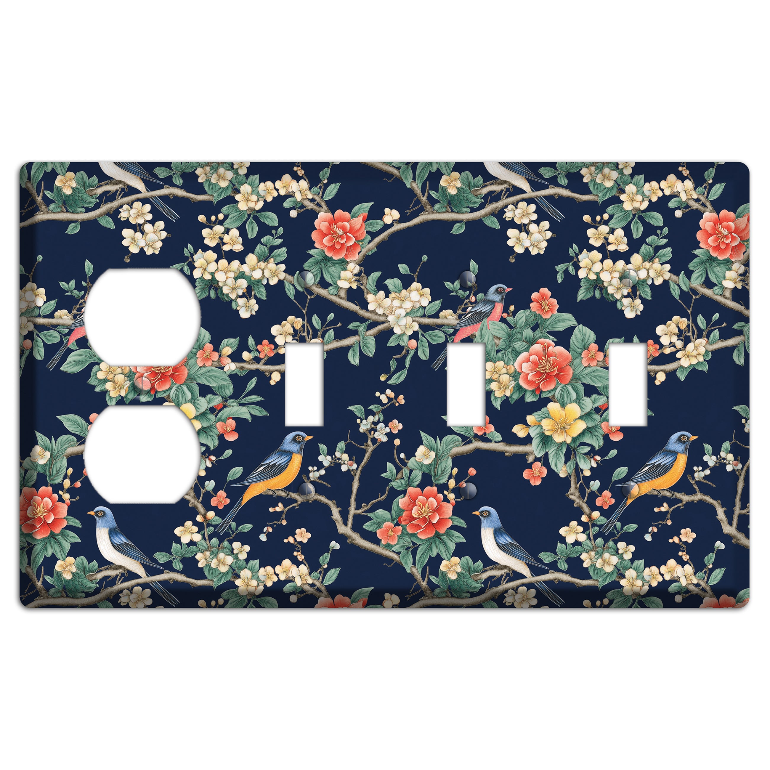 Songbirds & Blossoms Duplex / 3 Toggle Wallplate