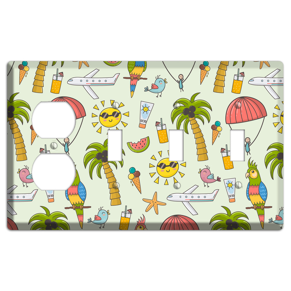 Tropical Vacation Duplex / 3 Toggle Wallplate