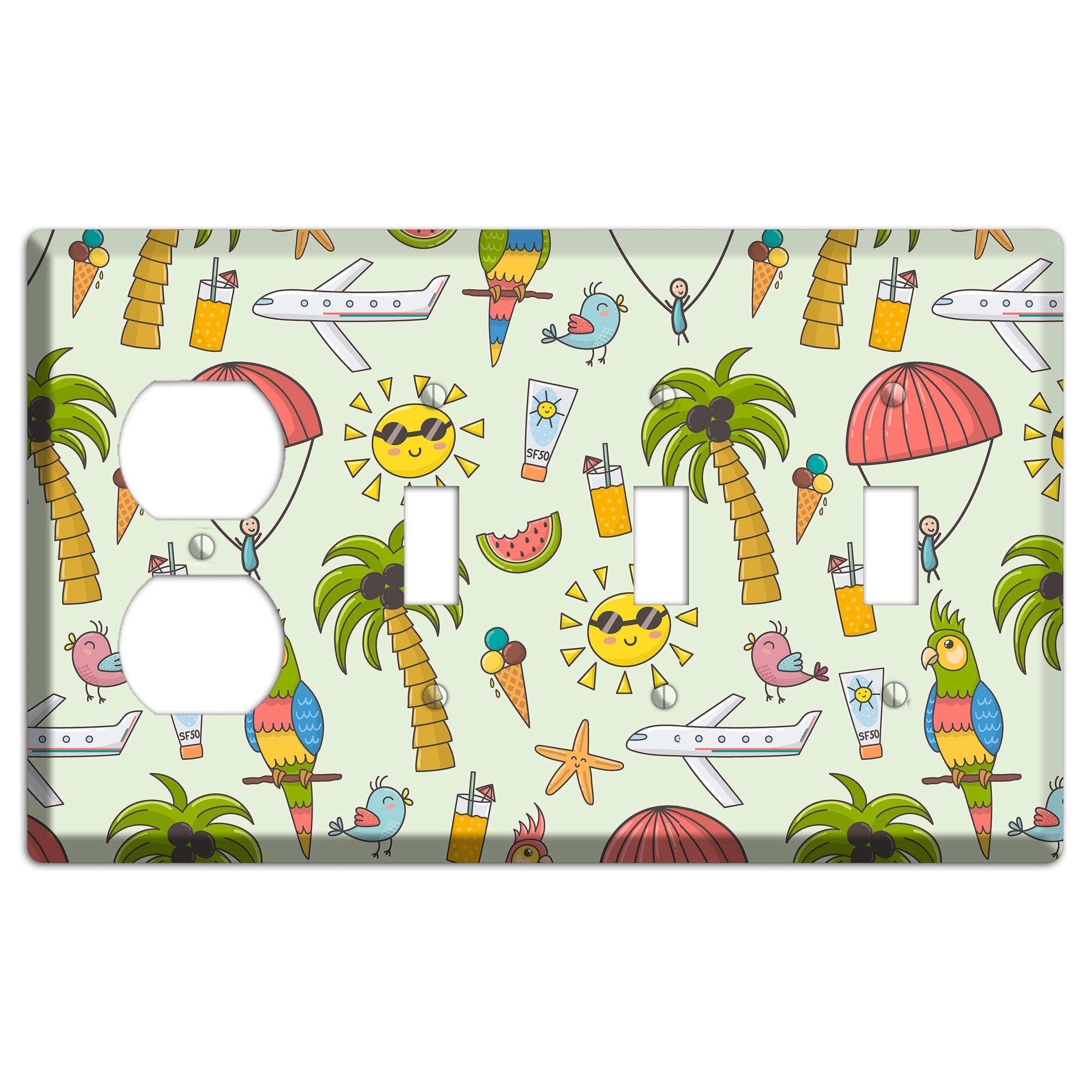 Tropical Vacation Duplex / 3 Toggle Wallplate