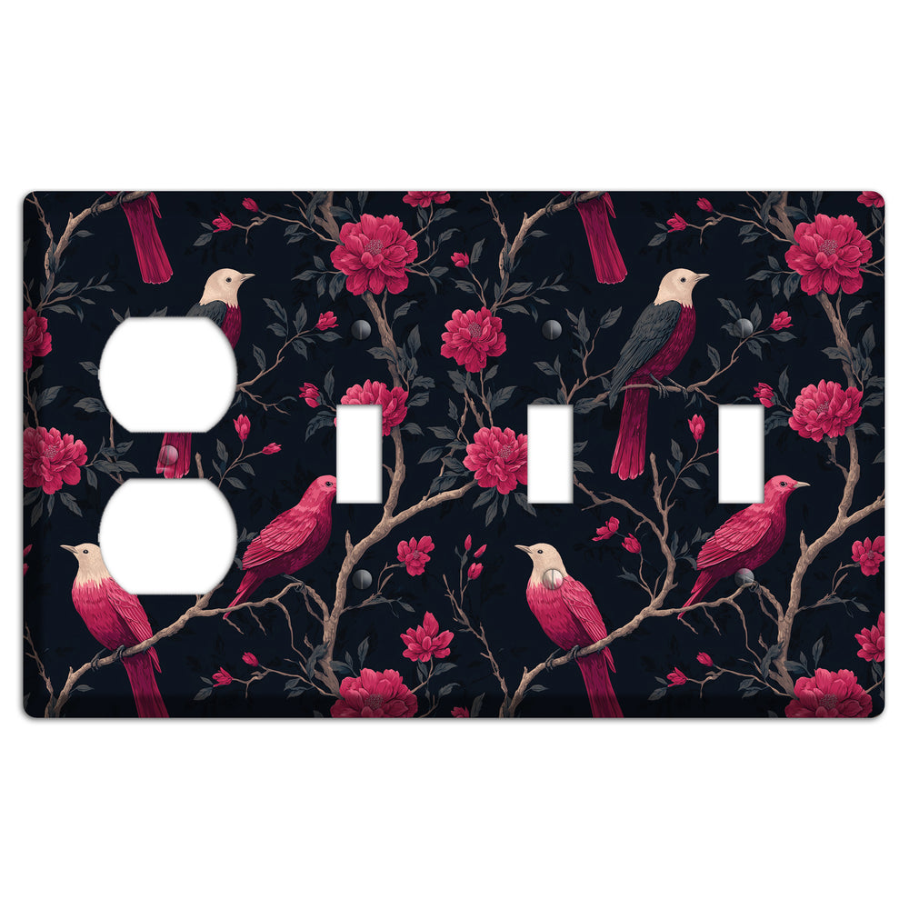 Crimson Perch Duplex / 3 Toggle Wallplate