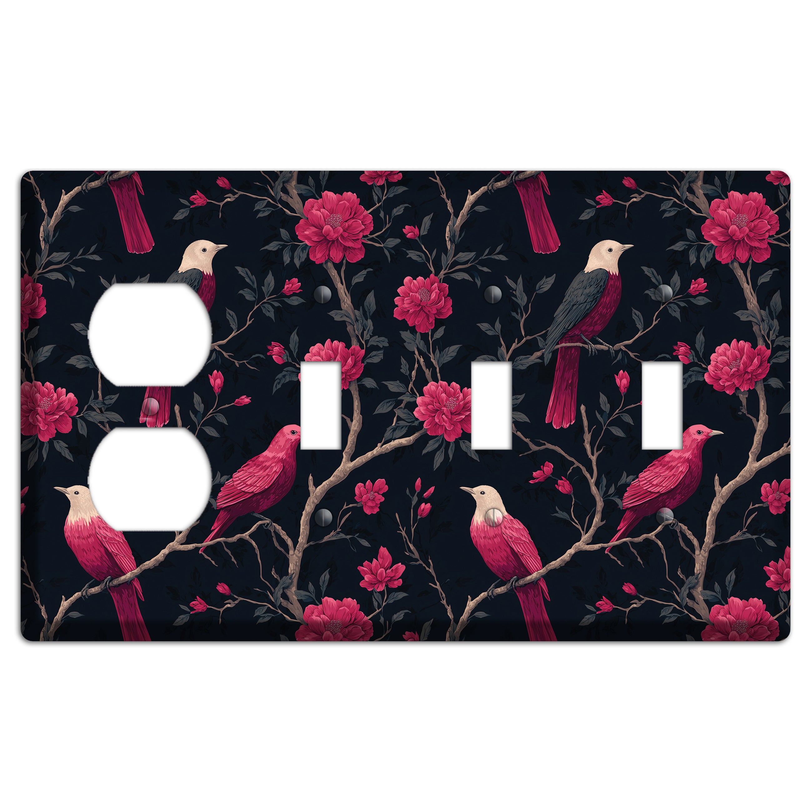 Crimson Perch Duplex / 3 Toggle Wallplate