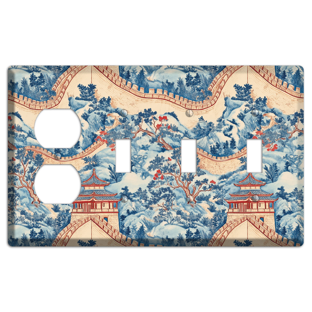 Great Wall Toile Duplex / 3 Toggle Wallplate
